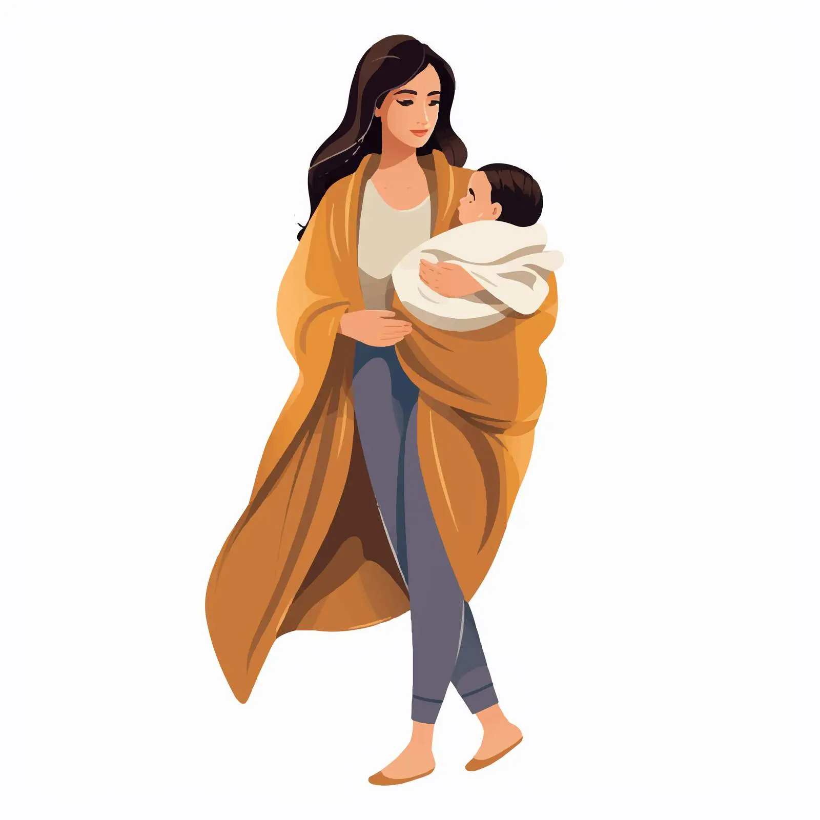 Happy Young Mother with Newborn Baby Vector — free download from Dotvec