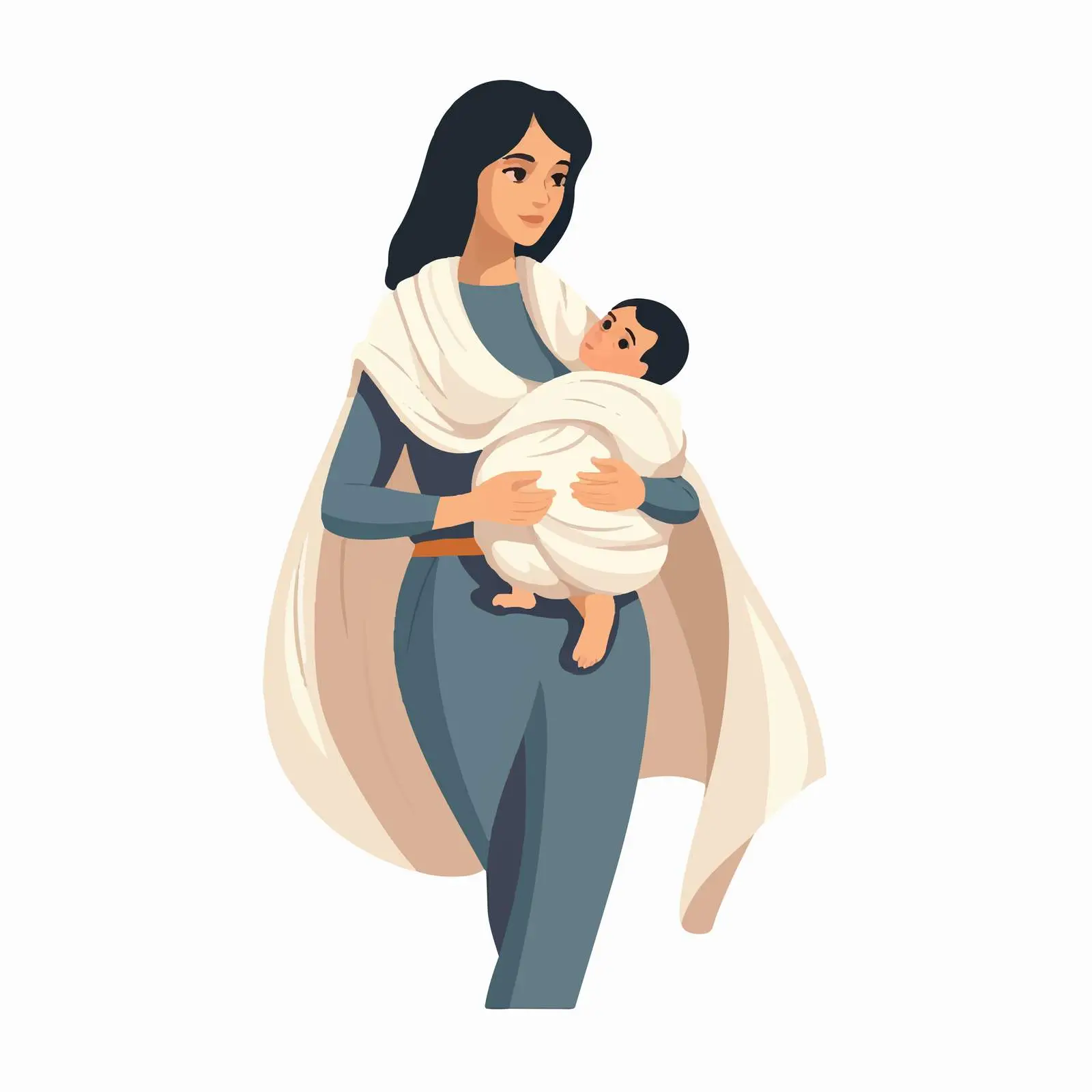 Happy Young Mother Carrying Newborn Baby — free download from Dotvec