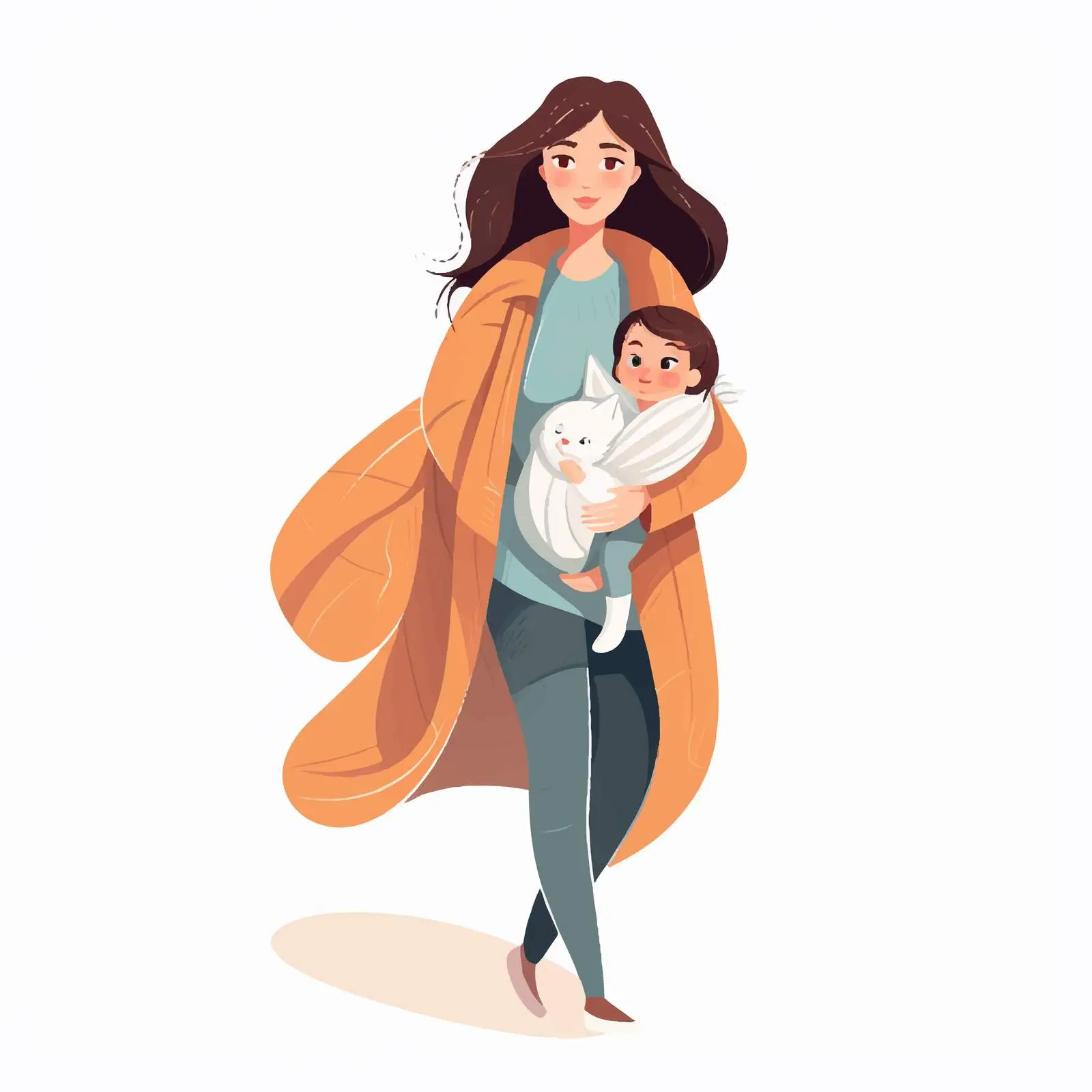 Young Mother Walking with Newborn Baby — free download from Dotvec