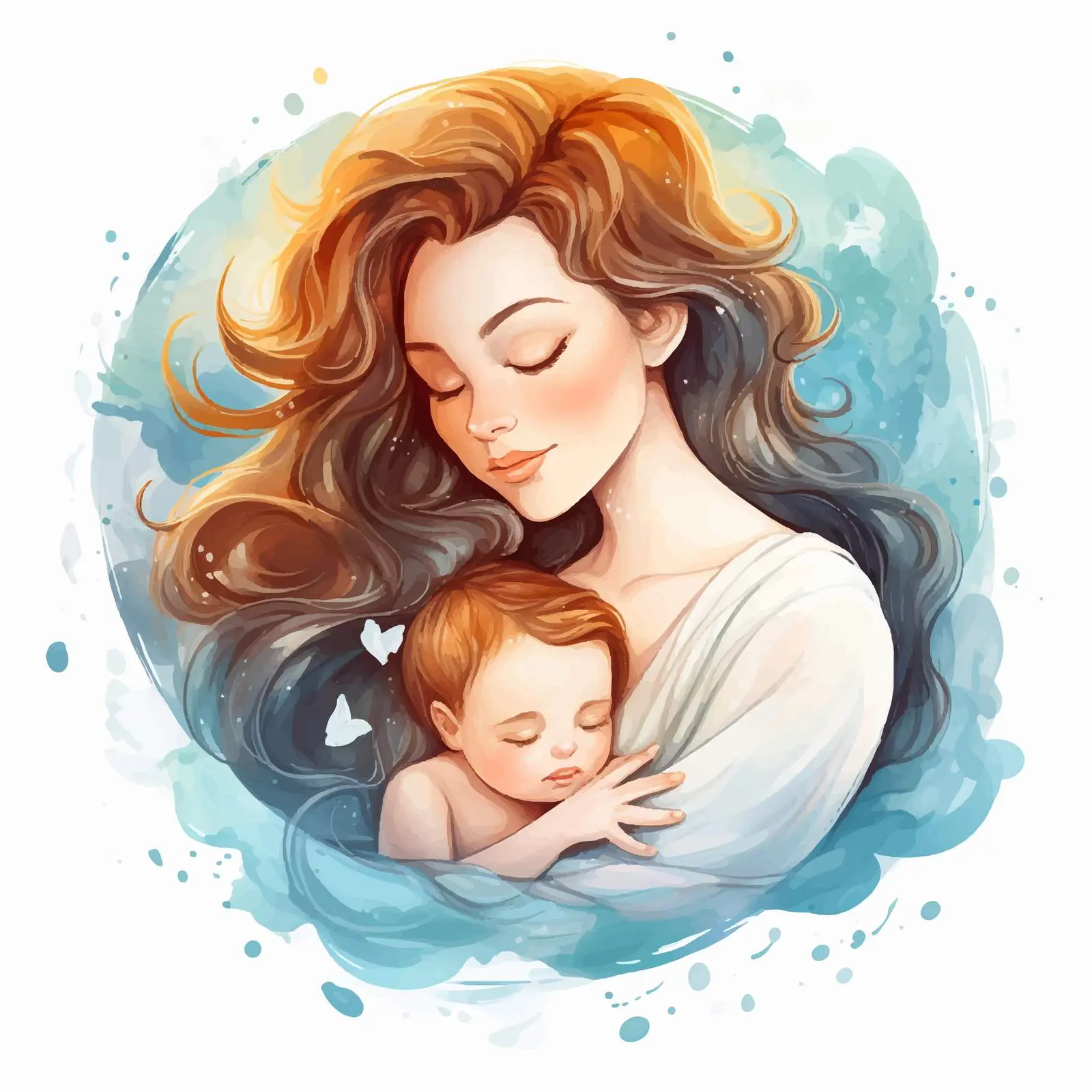 Loving Young Mother with Newborn Baby Vector — free download from Dotvec