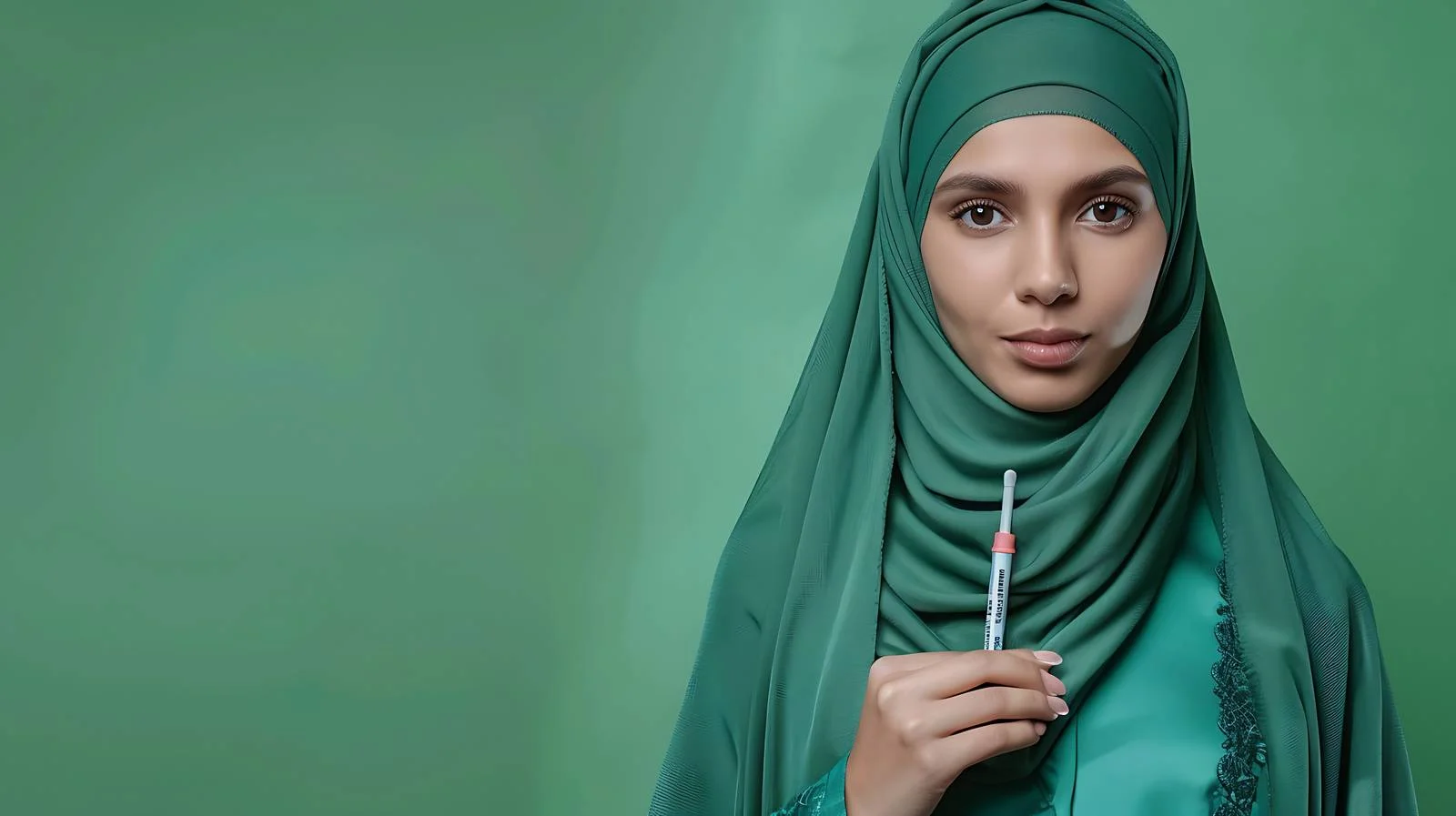 Muslim Woman Checking Pregnancy Test — free download from Dotvec
