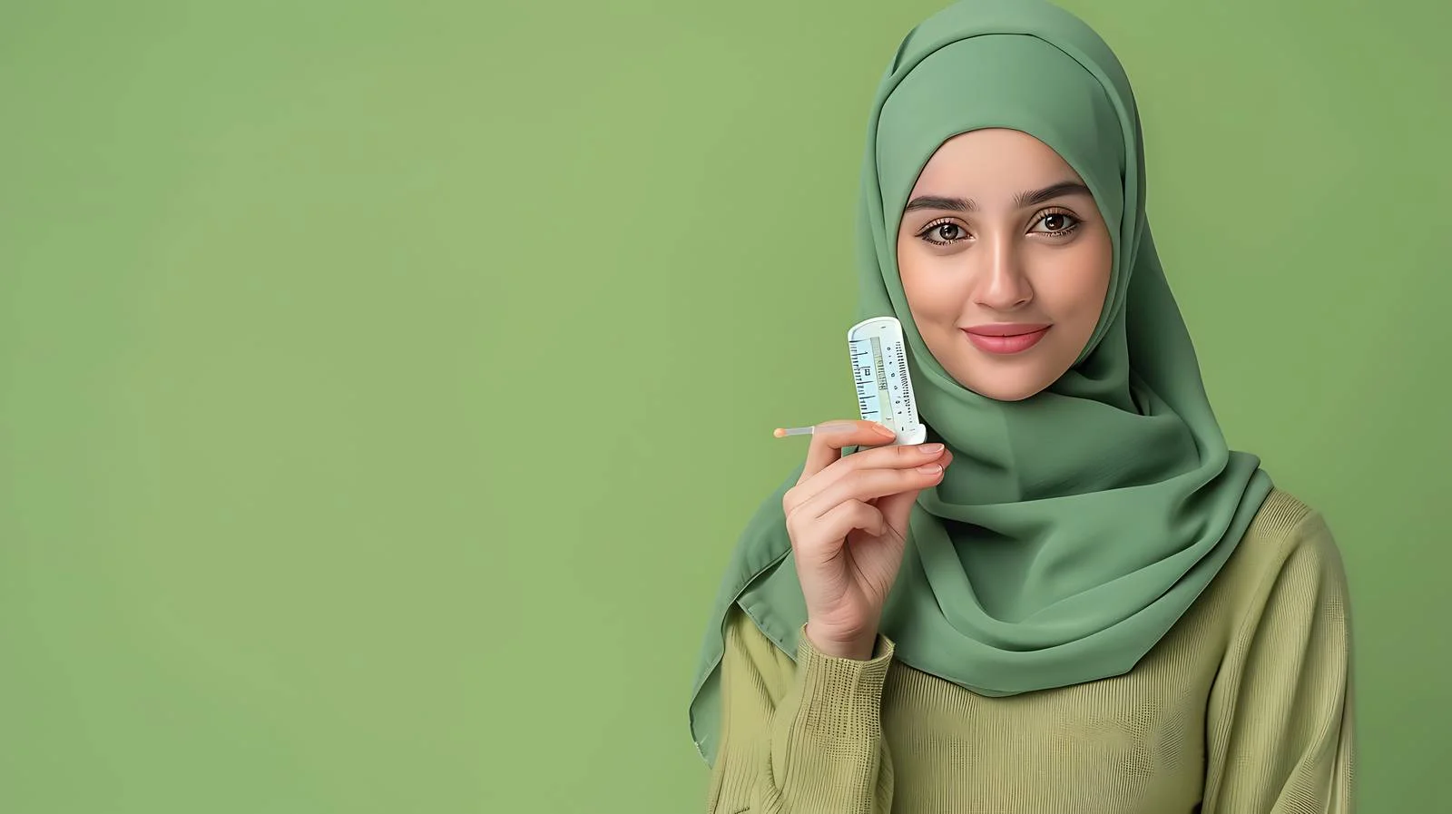 Muslim Woman Pregnancy Test Green Background — free download from Dotvec