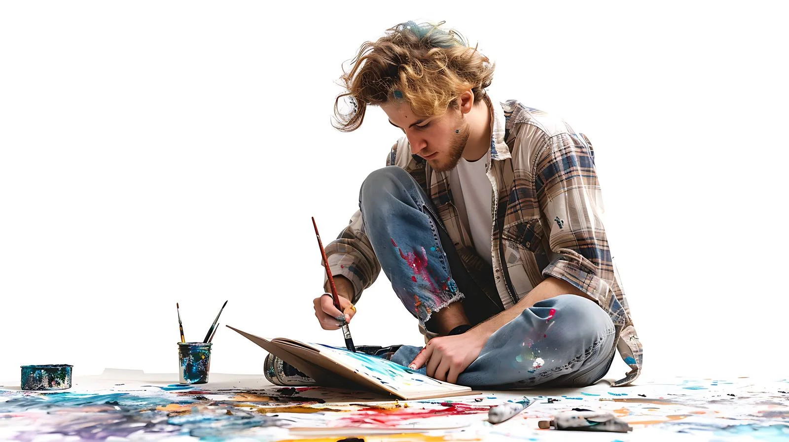 Young Painter in Studio Reading — free download from Dotvec