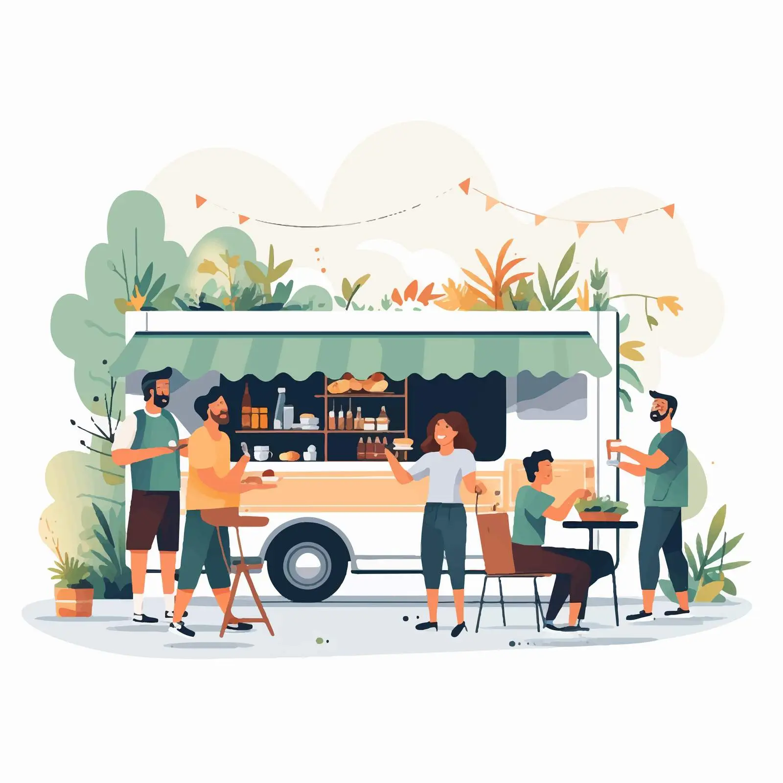 Young People Enjoying Festival Near Food Truck – free vibrant scene image from Dotvec