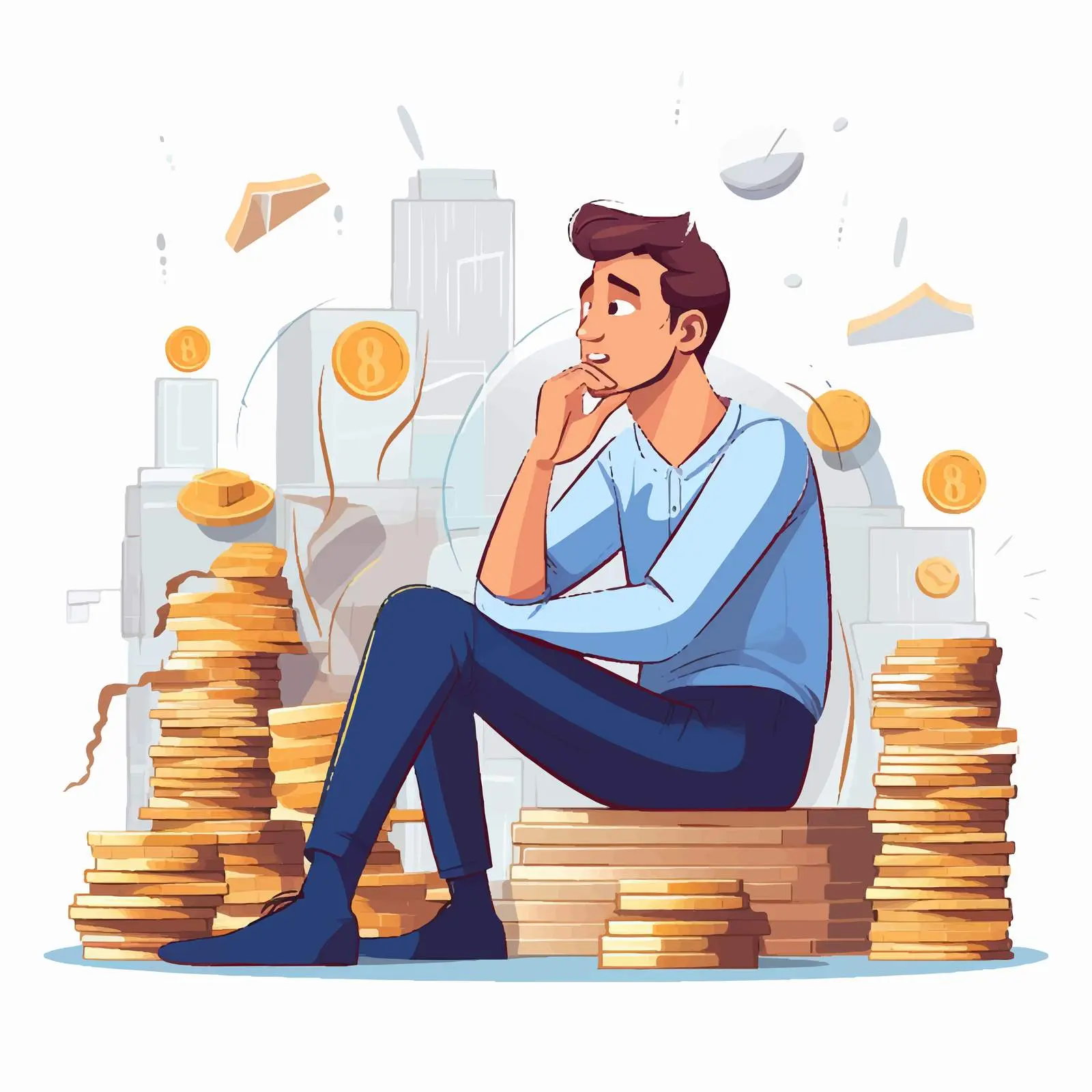 Young Person Contemplating Money and Finances — free download from Dotvec
