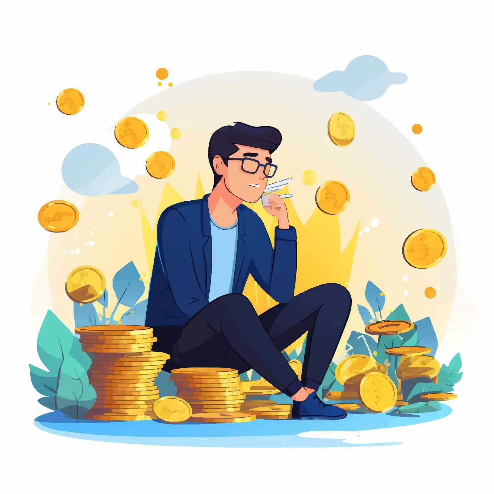 Young Person Contemplating Money and Finances – free budget plan image from Dotvec