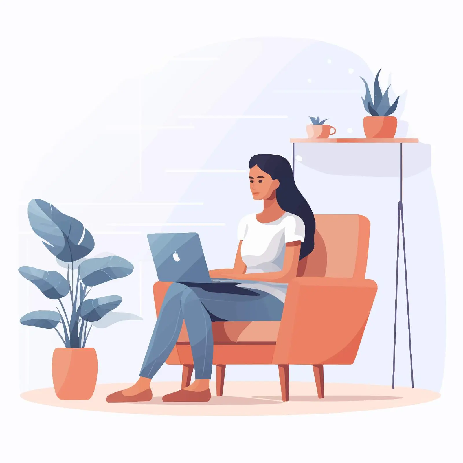 Young Person Working on Laptop in Cozy Living Room — free download from Dotvec