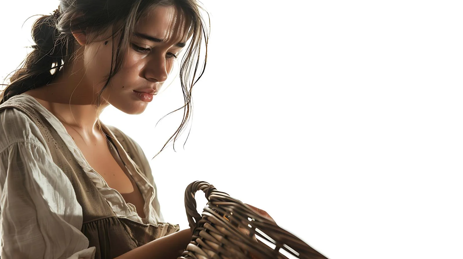 Prairie Woman with Basket Gazing Downward — free download from Dotvec