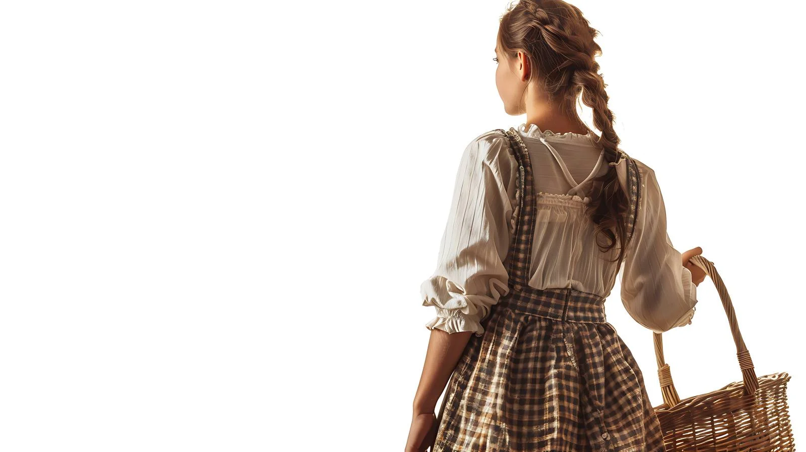 Prairie lady in apron glancing back — free download from Dotvec
