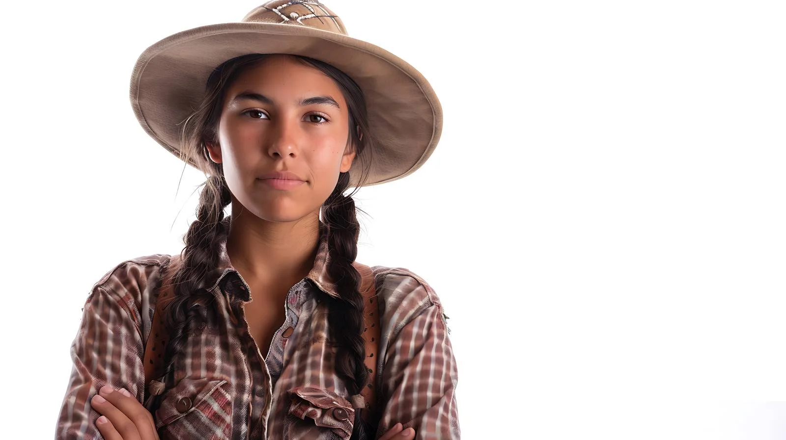 Confident prairie woman with folded arms — free download from Dotvec