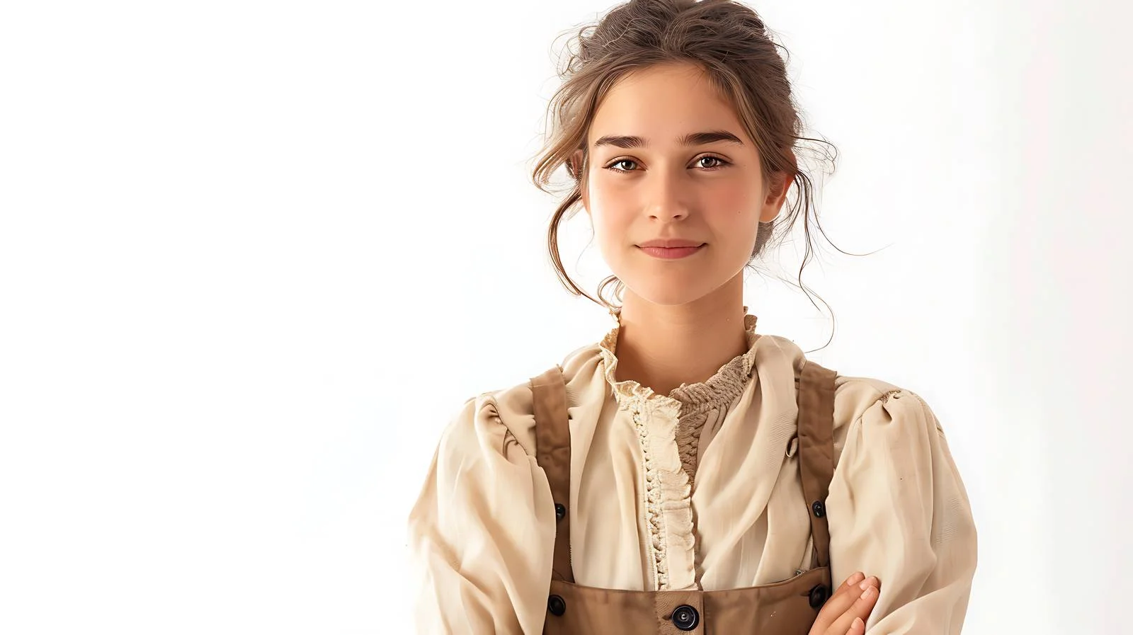 Confident prairie woman folding arms alone — free download from Dotvec