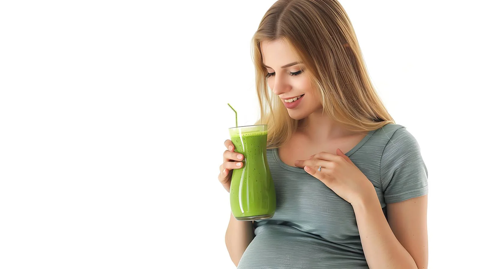 Pregnant Woman Drinking Healthy Green Juice — free download from Dotvec