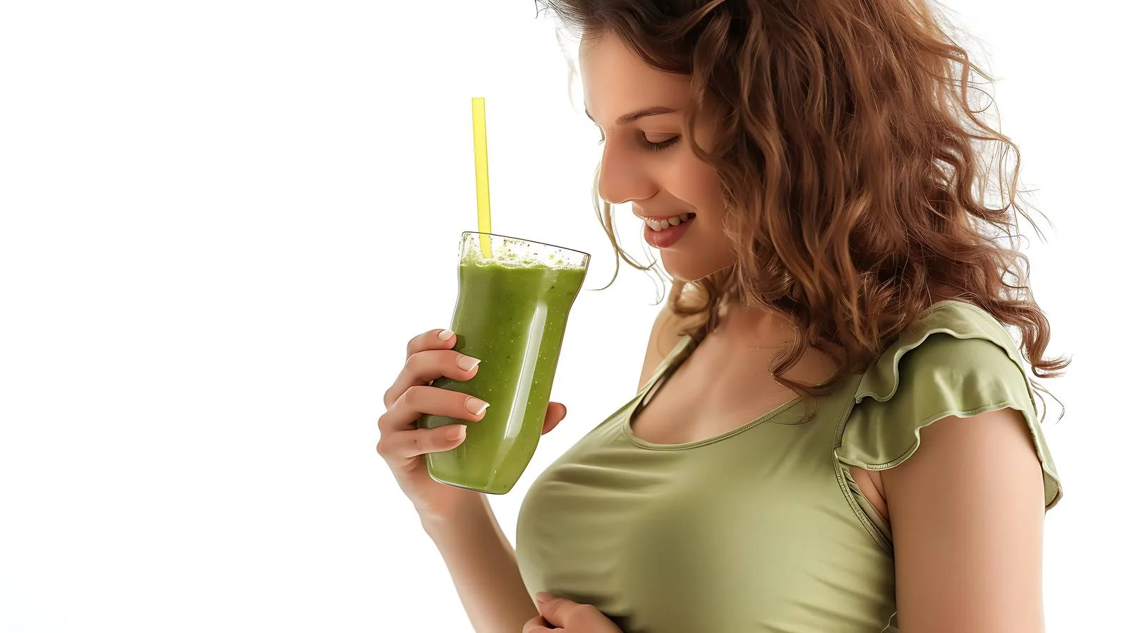 Pregnant Woman Drinking Healthy Green Juice — free download from Dotvec