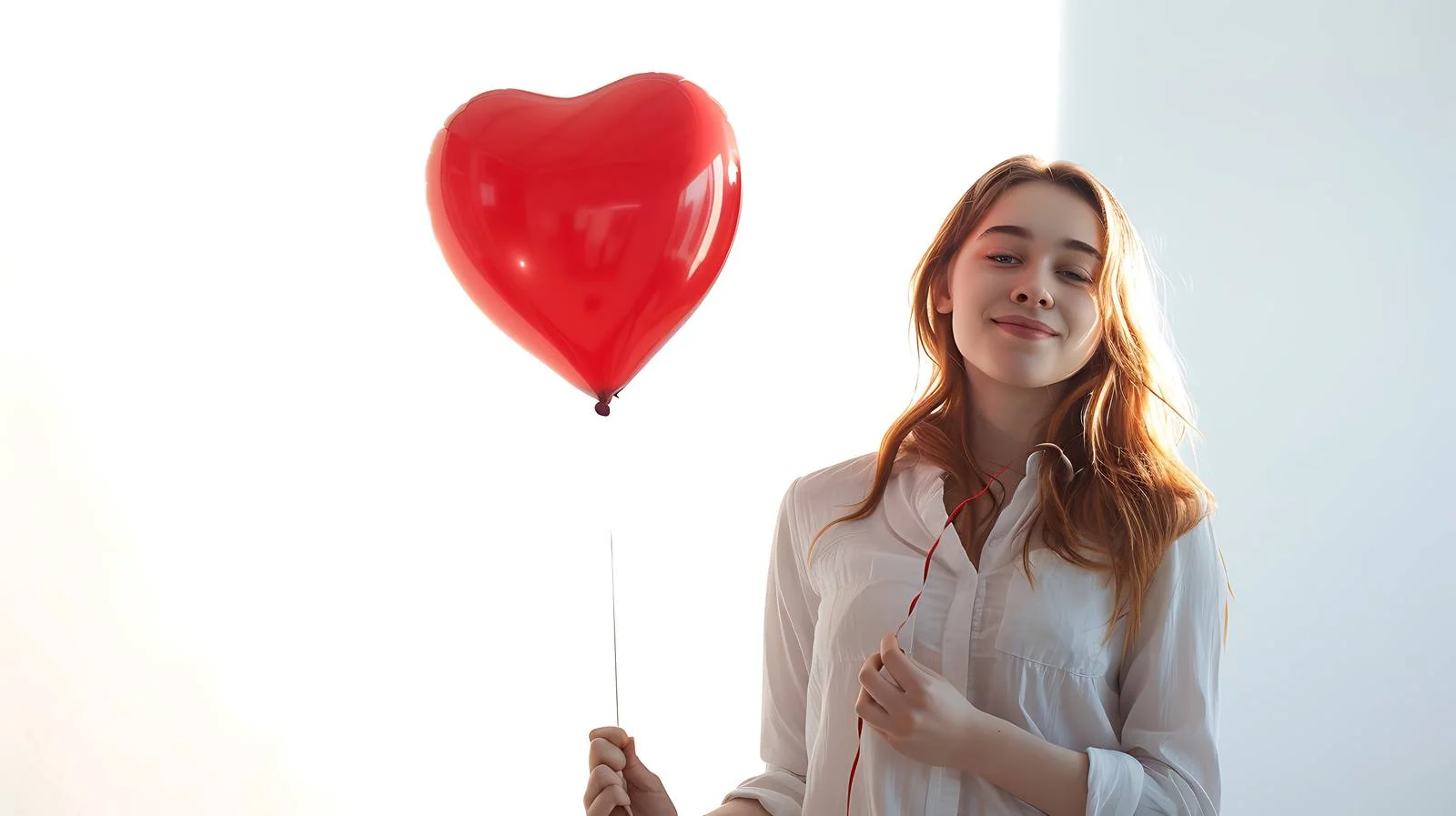 Charming Woman with Heart Balloon — free download from Dotvec
