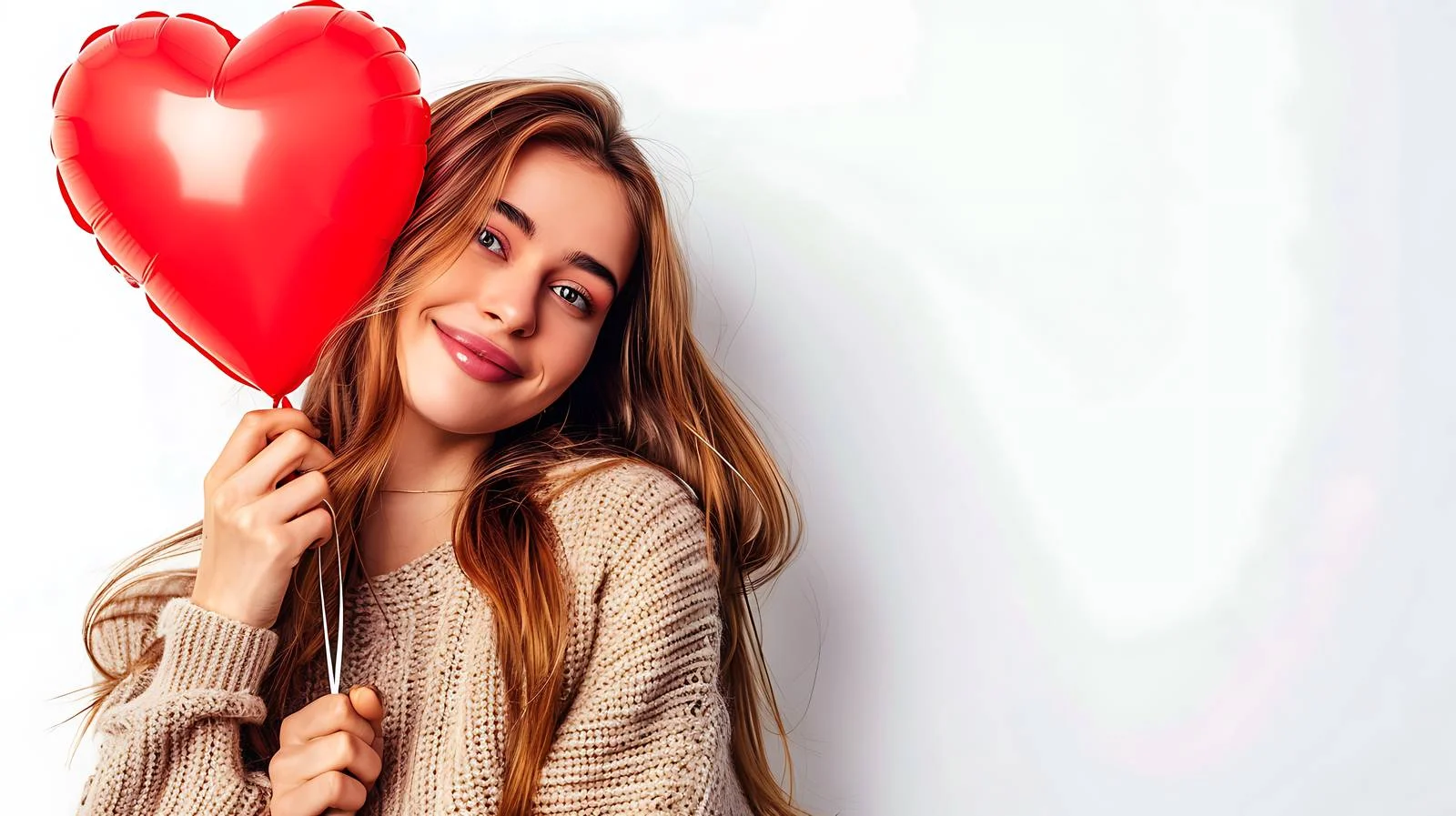 Woman Holding Heart-Shaped Balloon — free download from Dotvec