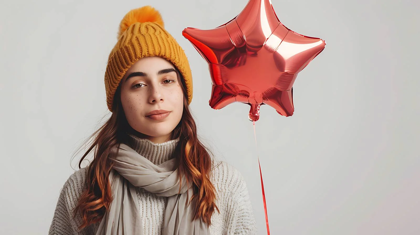Charming Woman with Star Balloon — free download from Dotvec