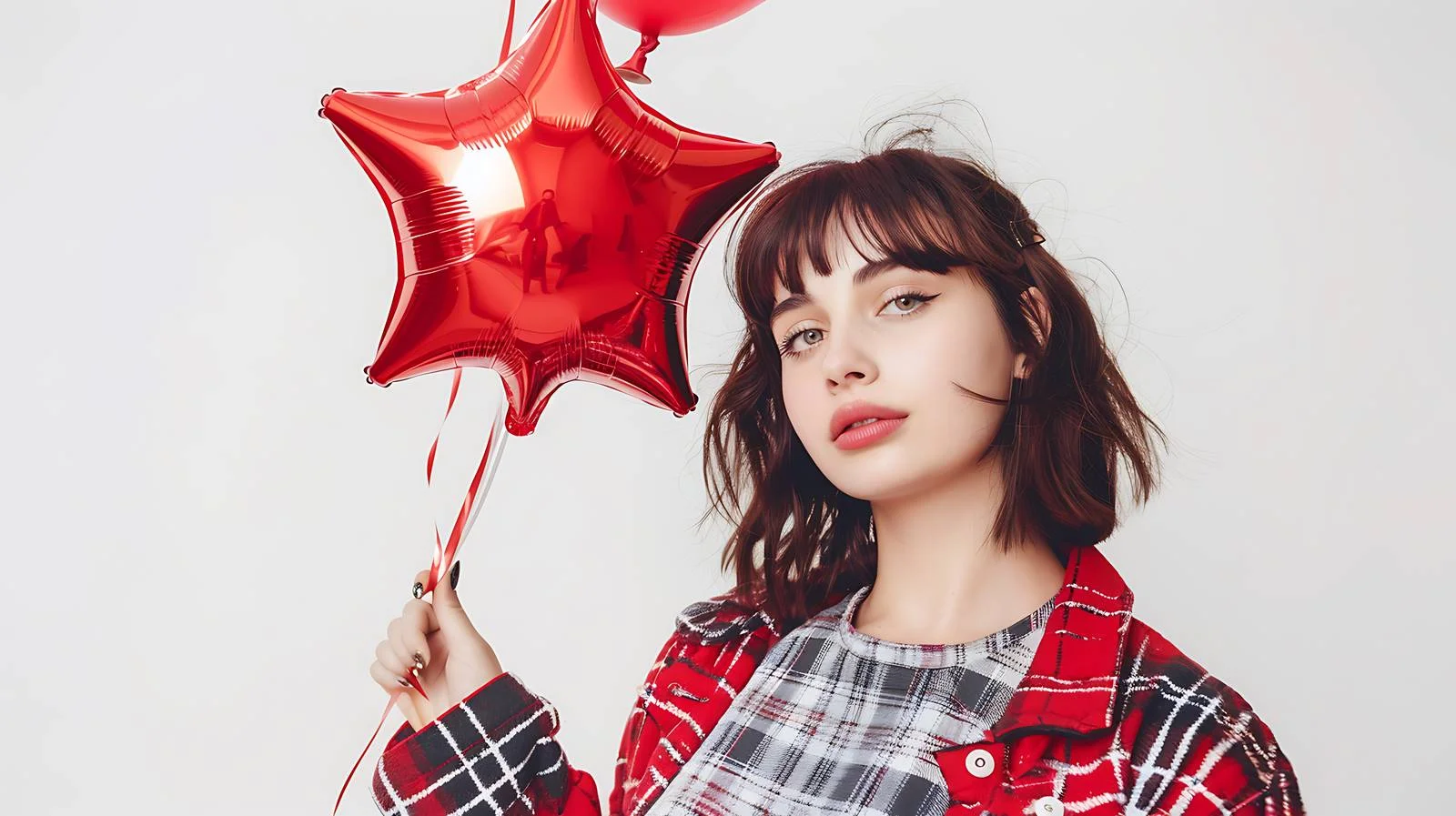 Elegant Woman with Star Balloon — free download from Dotvec