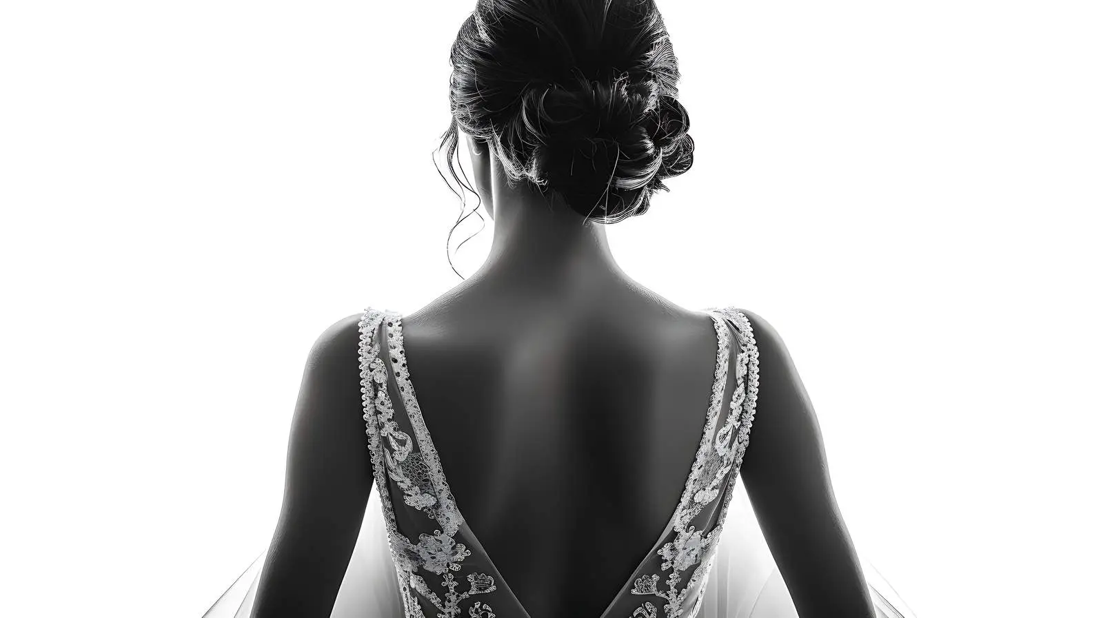 Elegant Bridal Dress Back View of Young Woman – free pretty image from Dotvec