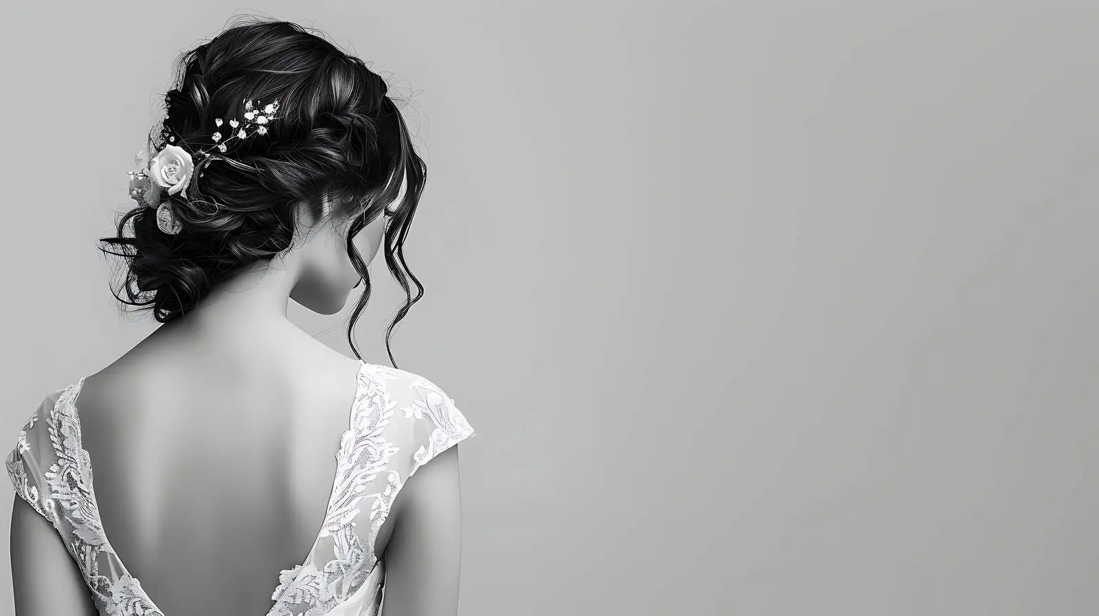 Elegant Bridal Dress Back View of Young Woman – free evening image from Dotvec