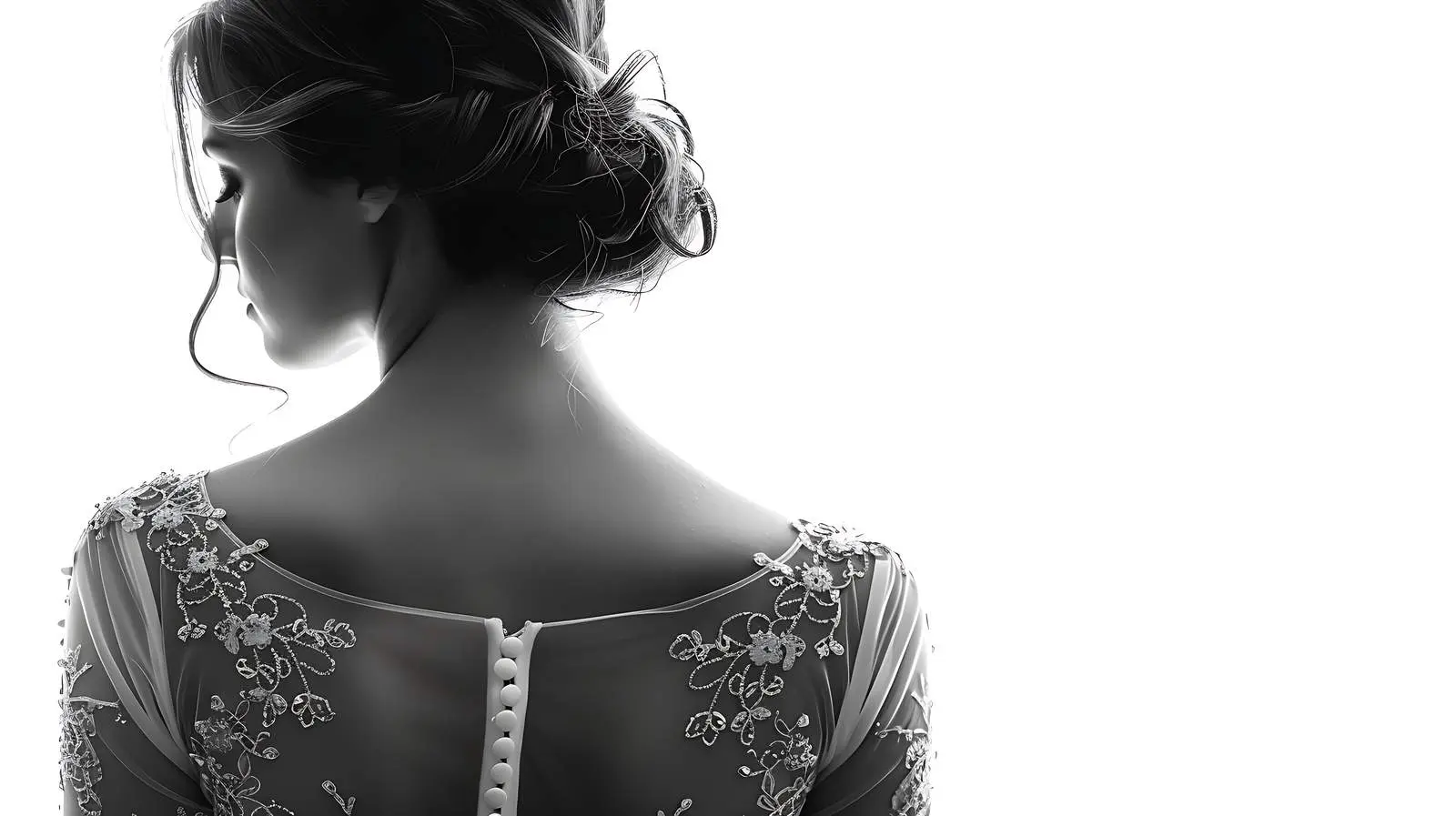 Elegant Bride in Back View of Dress – free pretty image from Dotvec