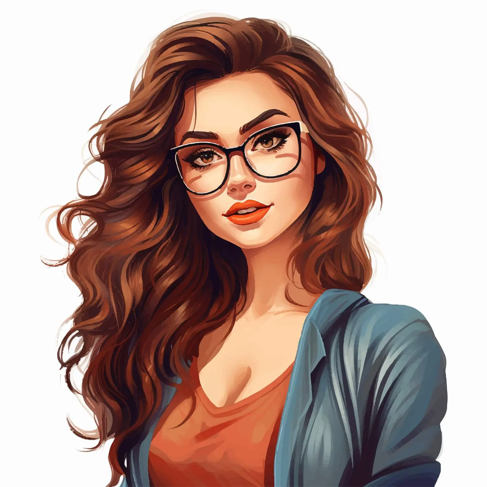 Young Woman in Glasses Vector Illustration – free vintage glasses image from Dotvec