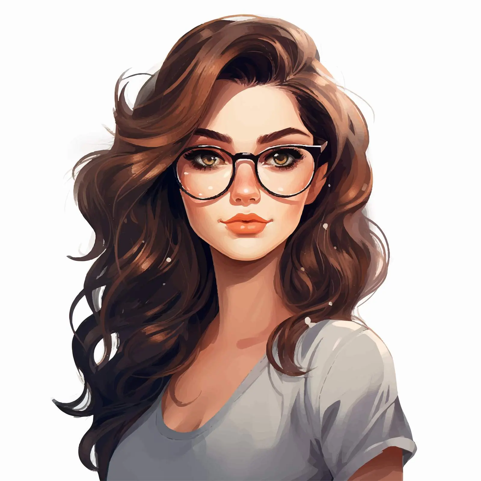 Beautiful Woman in Glasses Cartoon Vector Illustration — free download from Dotvec