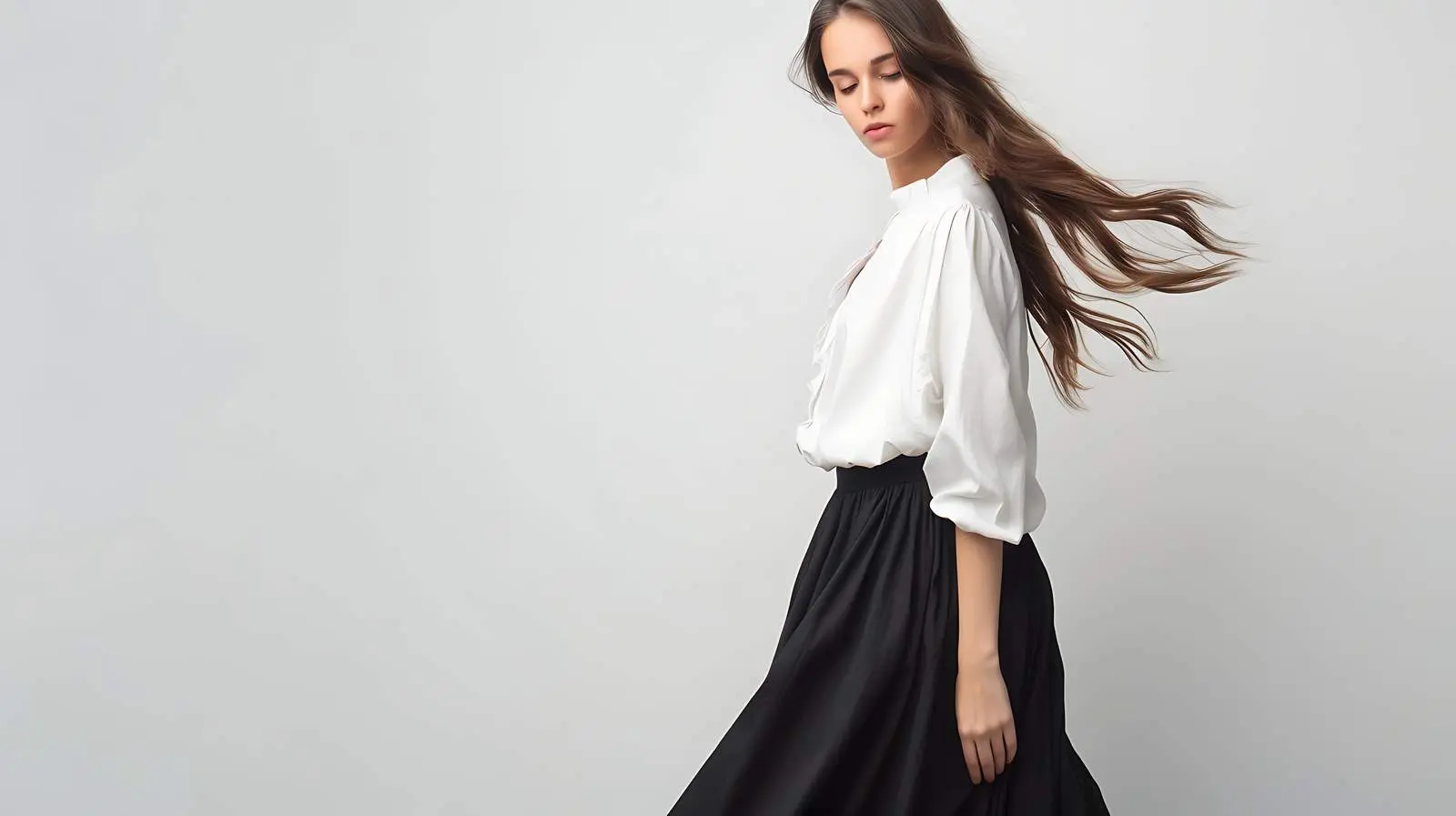 Young Woman in Long Skirt and White Blouse – free pretty image from Dotvec