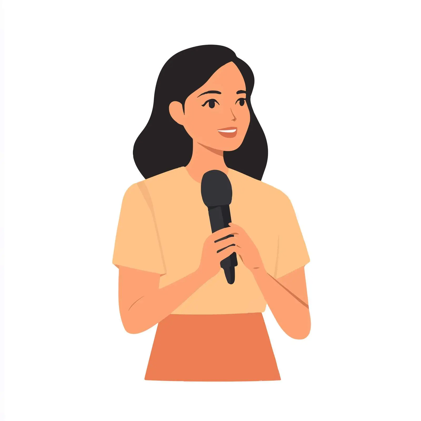 Young Professional Woman Reporter with Microphone — free download from Dotvec