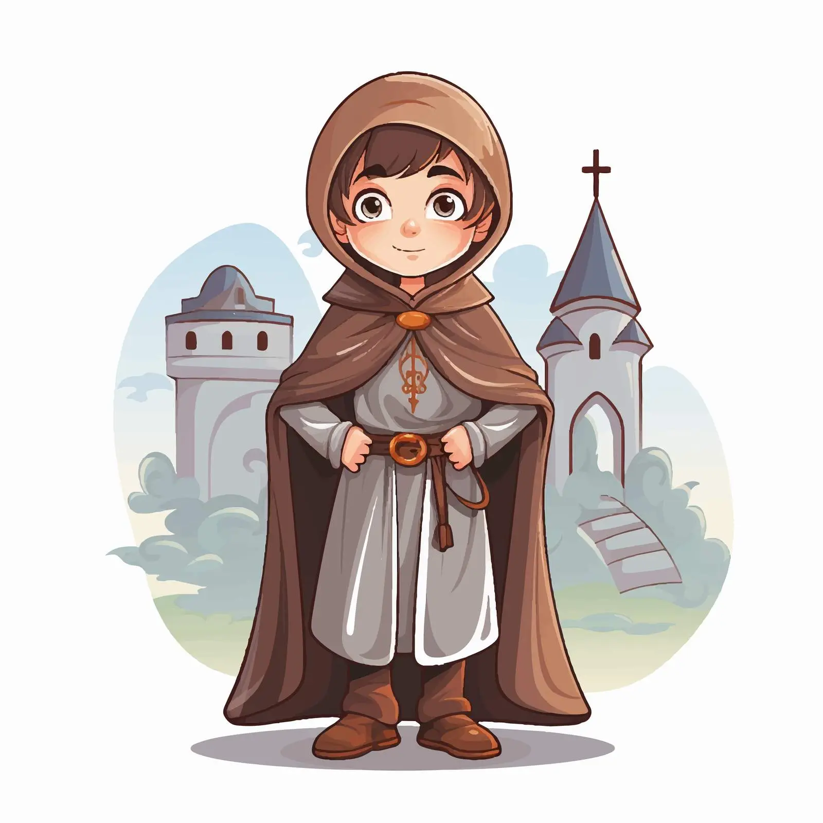 Young Saint Medieval Cartoon Character Illustration – free entertaining art image from Dotvec