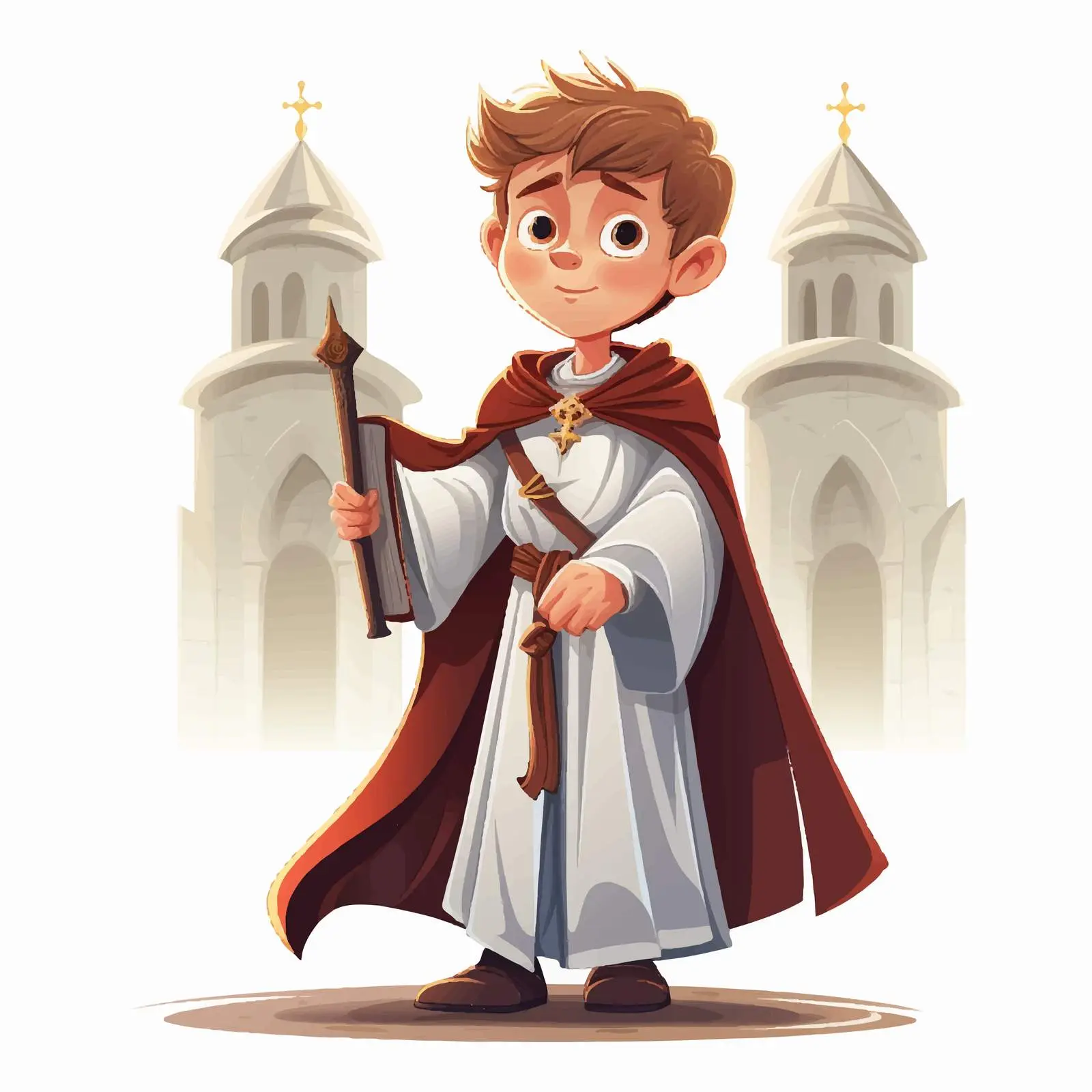 Young Saint Medieval Cartoon Character Illustration — free download from Dotvec