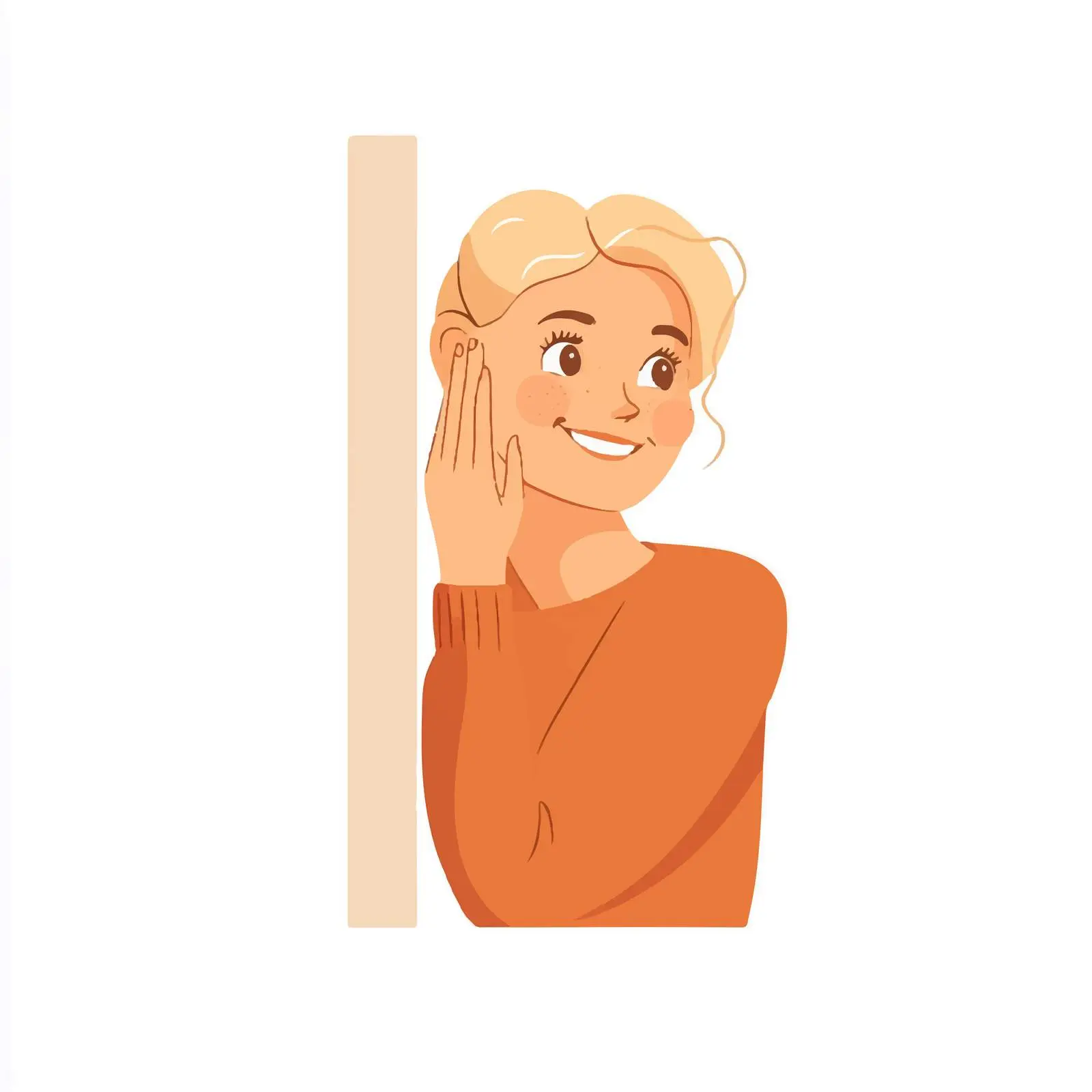 Curious Young Person Peeking from Behind Wall — free download from Dotvec