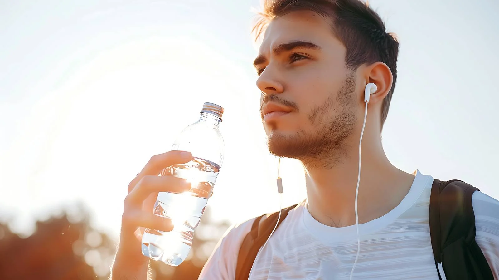 Athlete Enjoying Music and Hydrating Image — free download from Dotvec