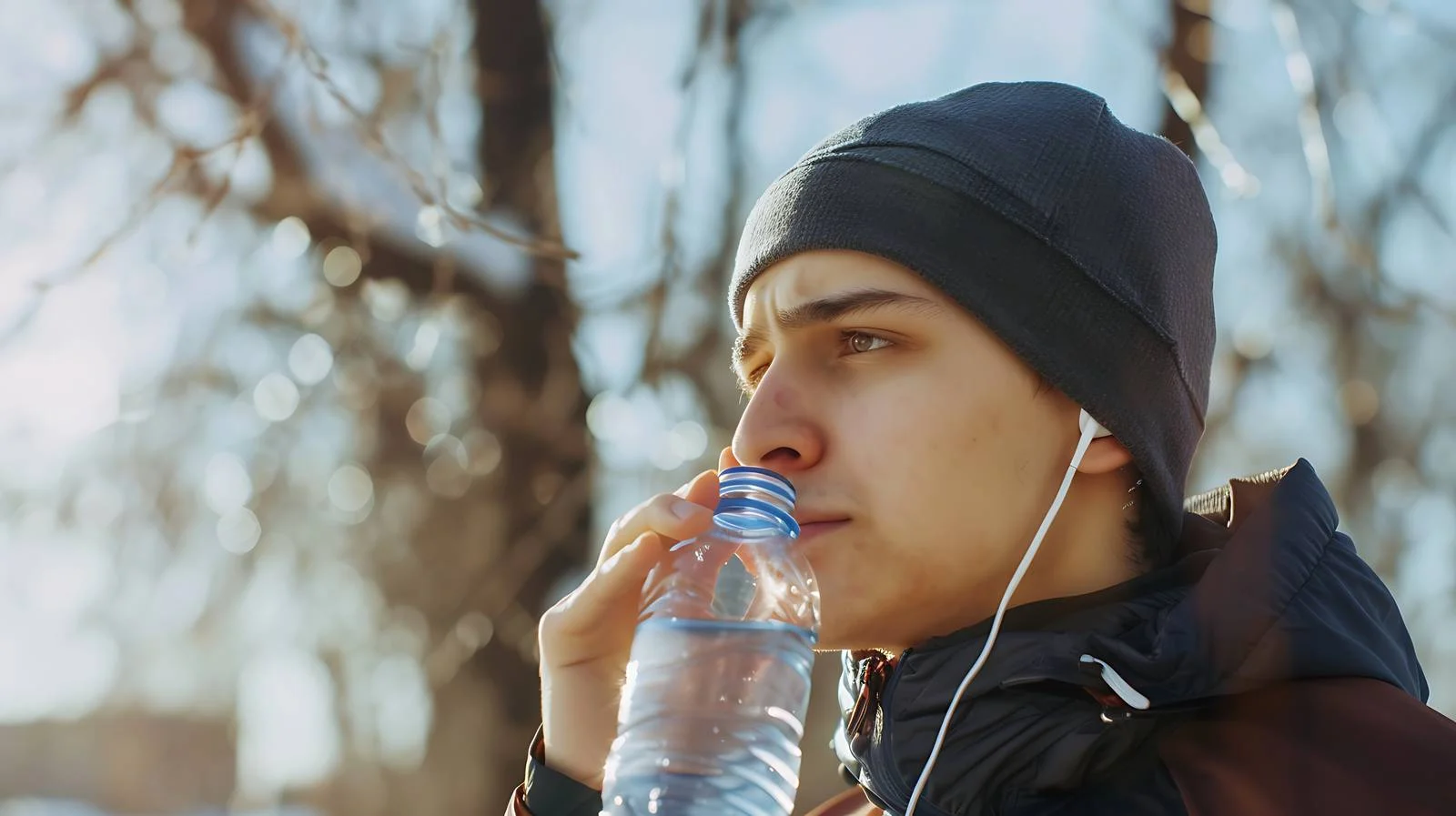 Active Man Enjoying Music and Hydrating — free download from Dotvec