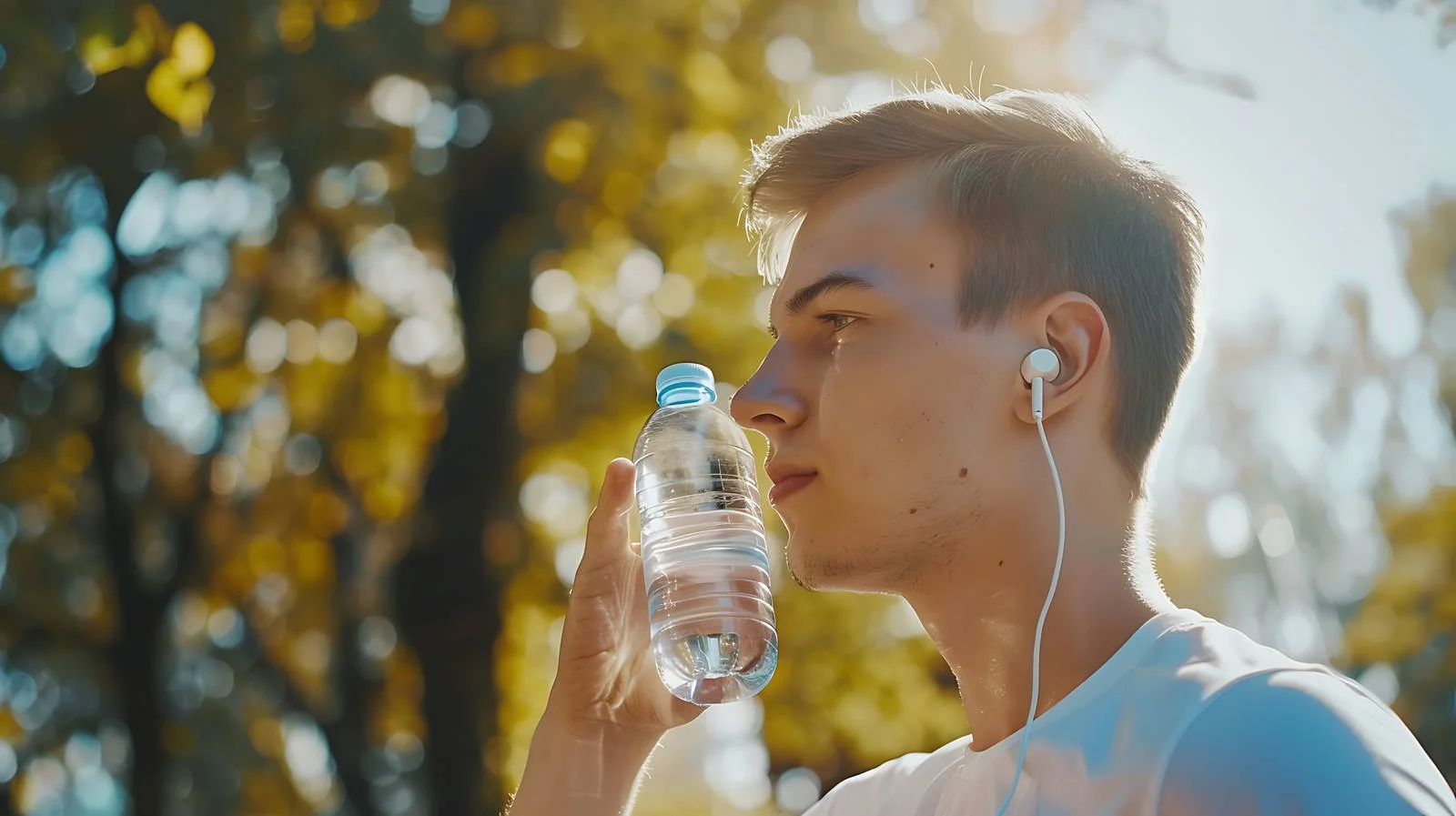 Active Man Enjoying Music and Hydrating — free download from Dotvec