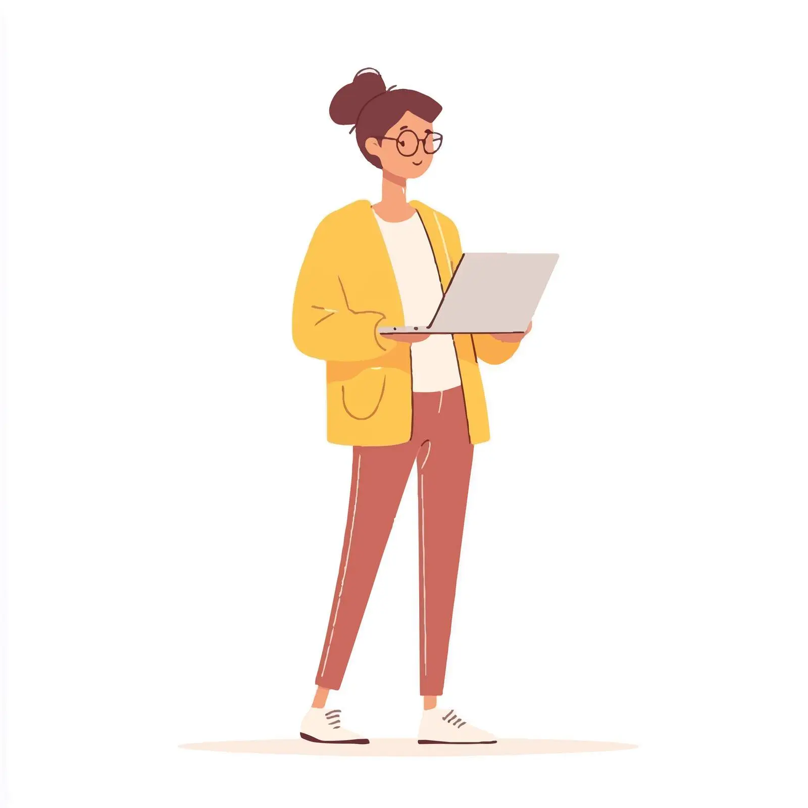 Young Teacher with Laptop - Flat Vector Illustration — free download from Dotvec