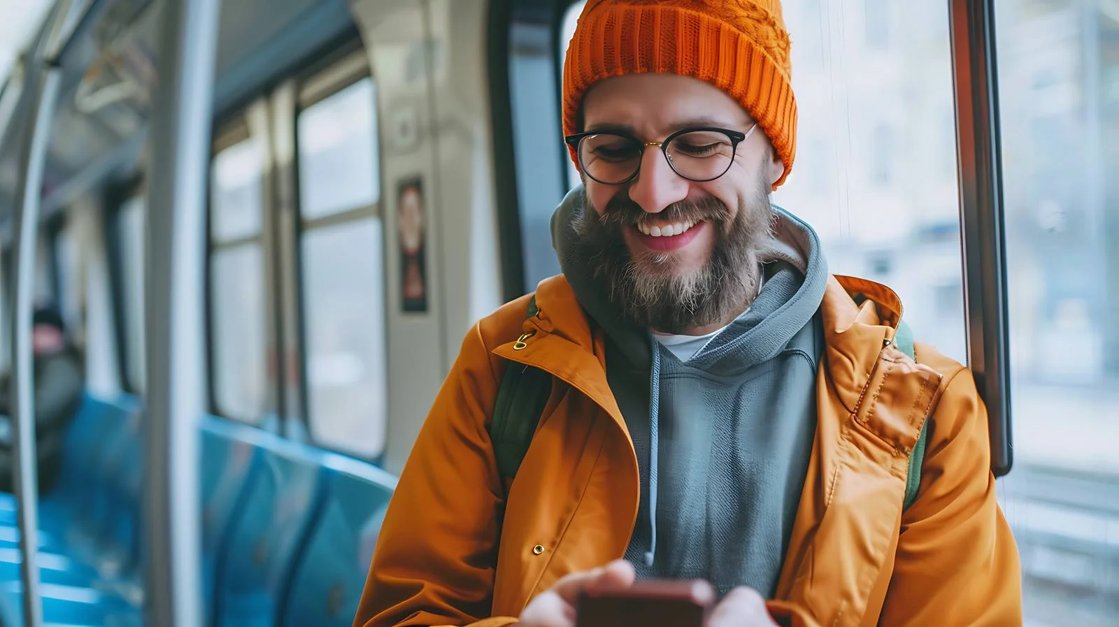 Stylish young man smiling using smartphone — free download from Dotvec