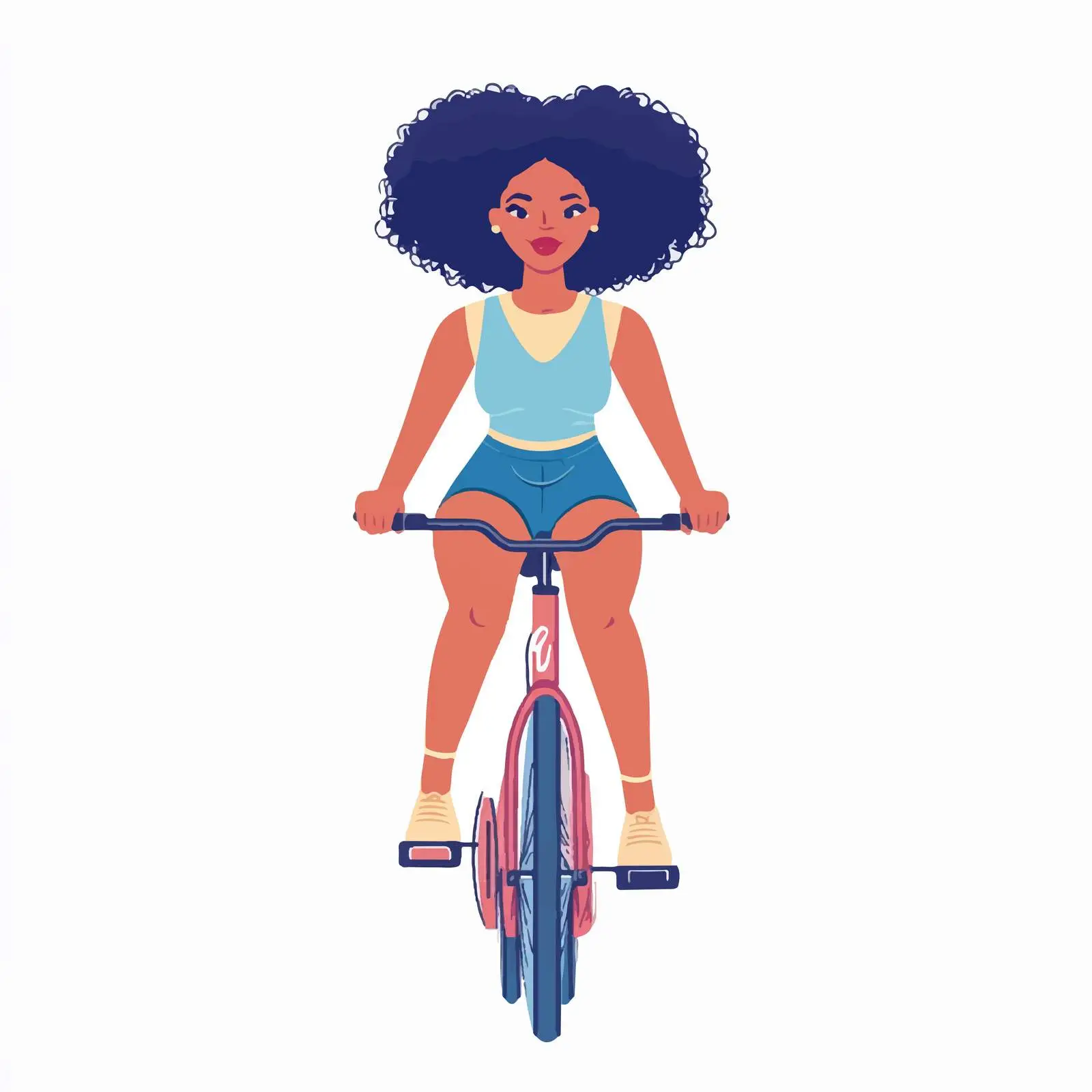 Young Woman with Afro Riding Bicycle Vector — free download from Dotvec