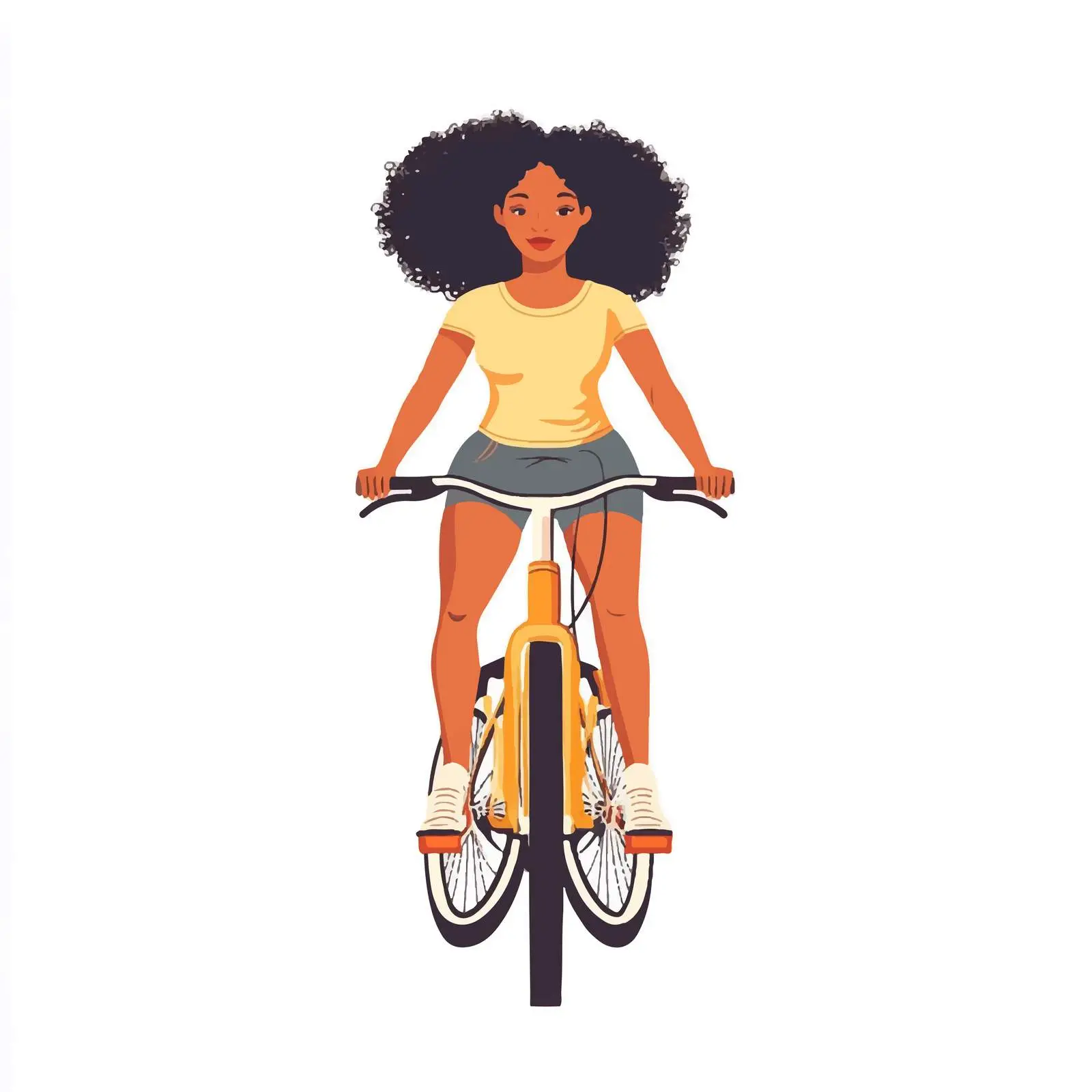 Young Woman with Afro Riding a Bike Avatar — free download from Dotvec