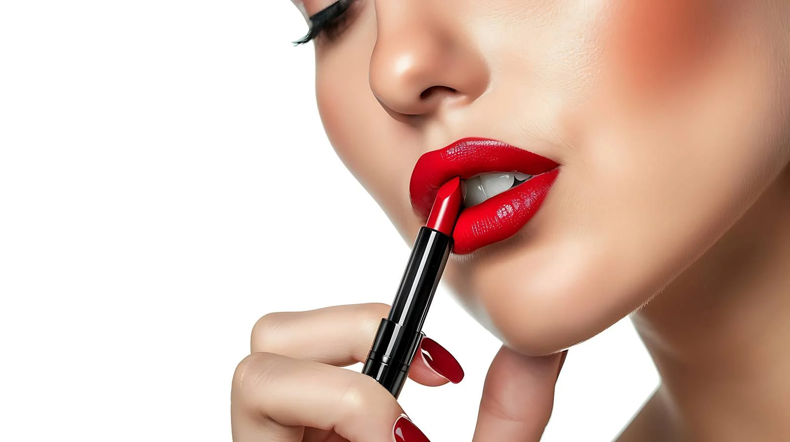 Elegant lady applying lipstick on lips — free download from Dotvec