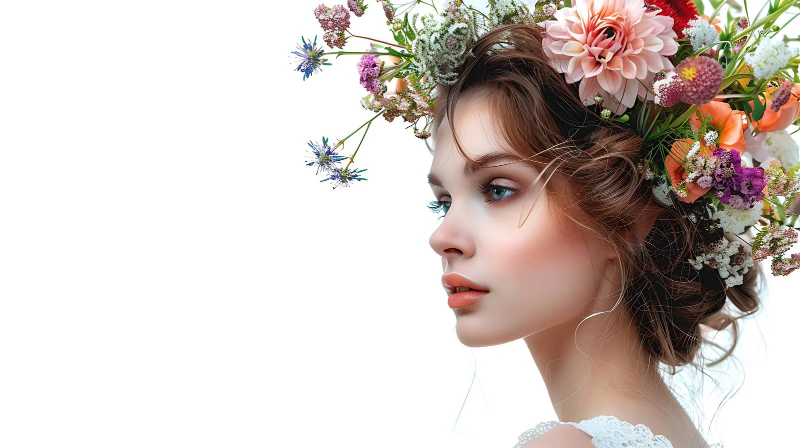 Elegant Beauty Model with Floral Hairstyle — free download from Dotvec