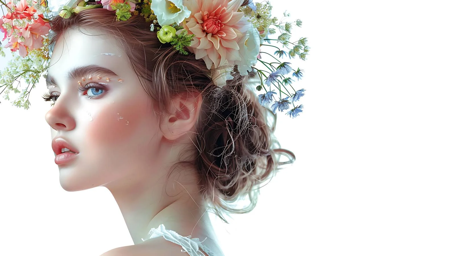 Elegant Beauty Model with Floral Hair — free download from Dotvec