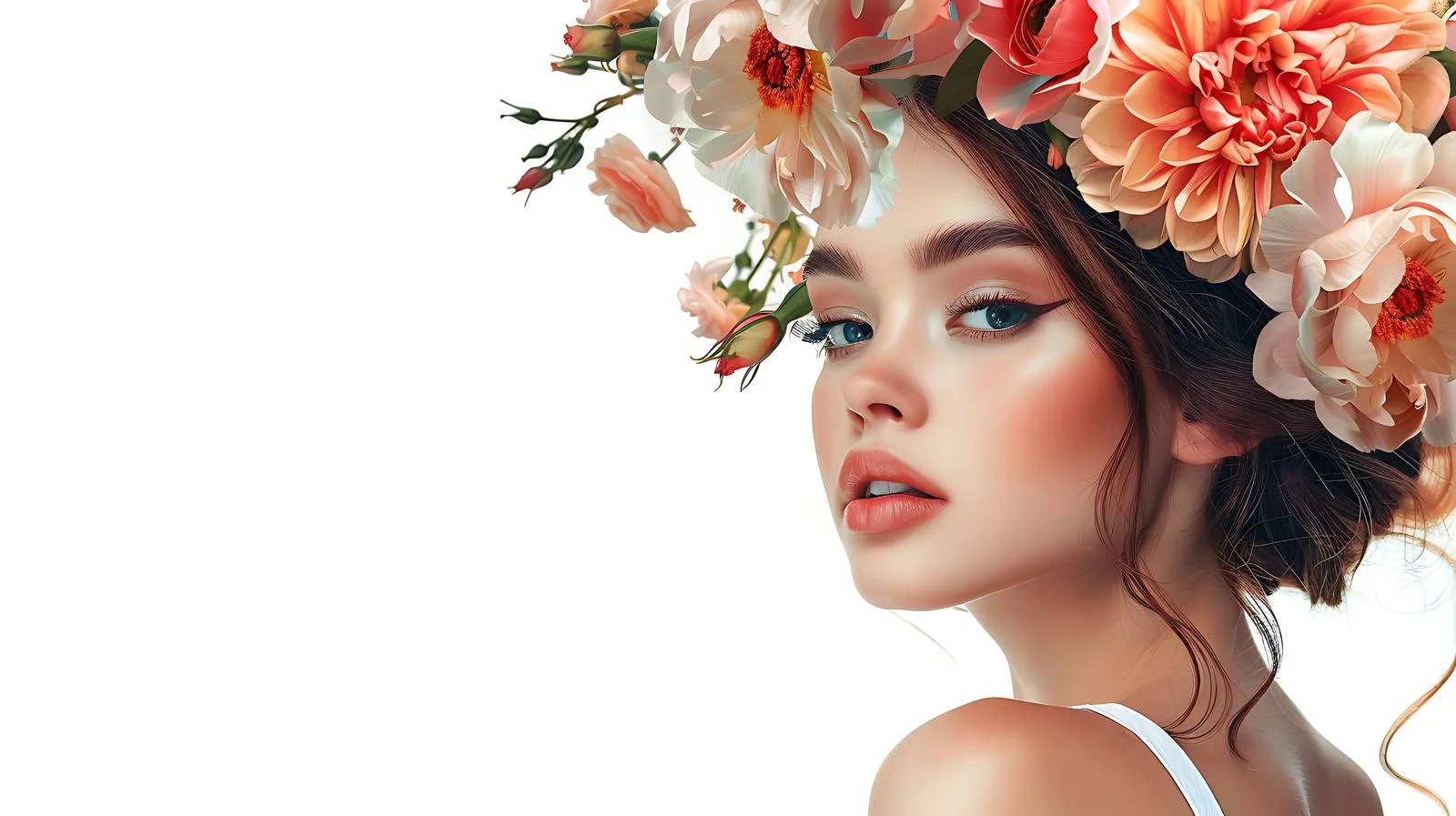 Floral Hair Beauty: Young Woman Model — free download from Dotvec
