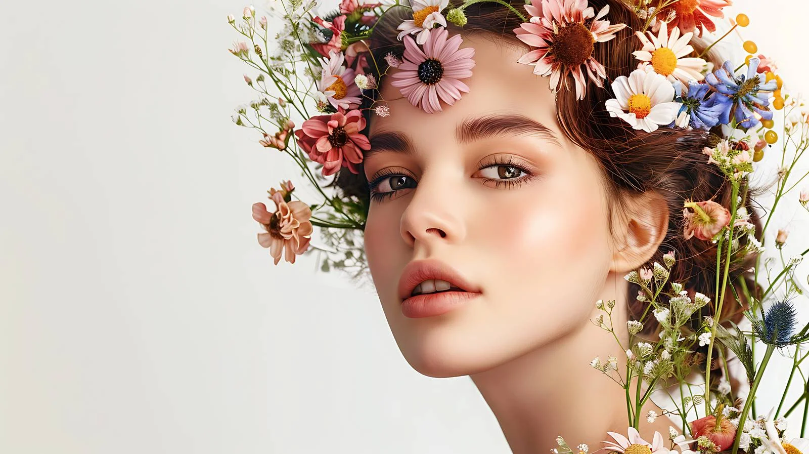 Elegant Female Model with Floral Hair — free download from Dotvec