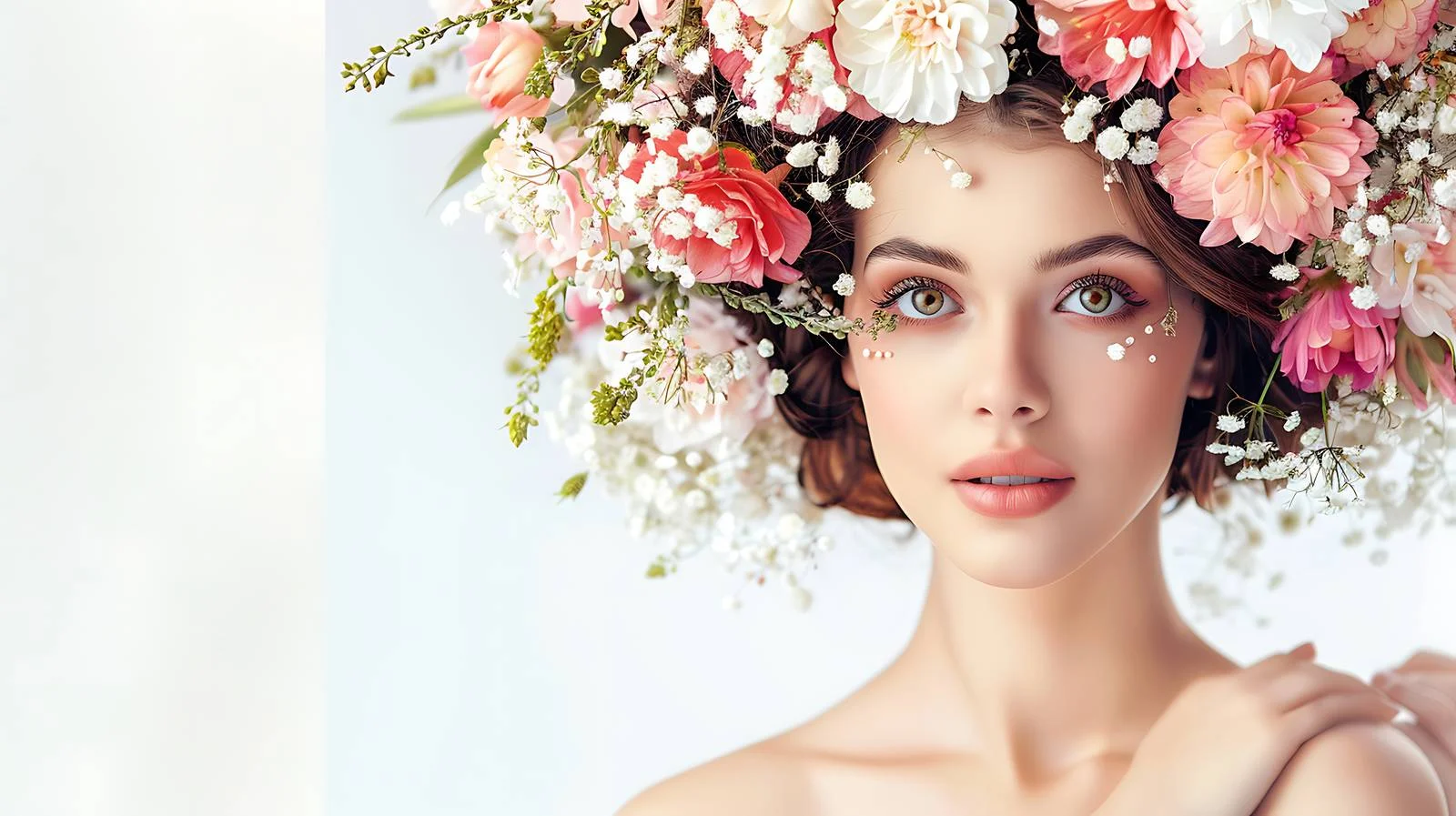 Elegant Model with Flower-Adorned Hair — free download from Dotvec