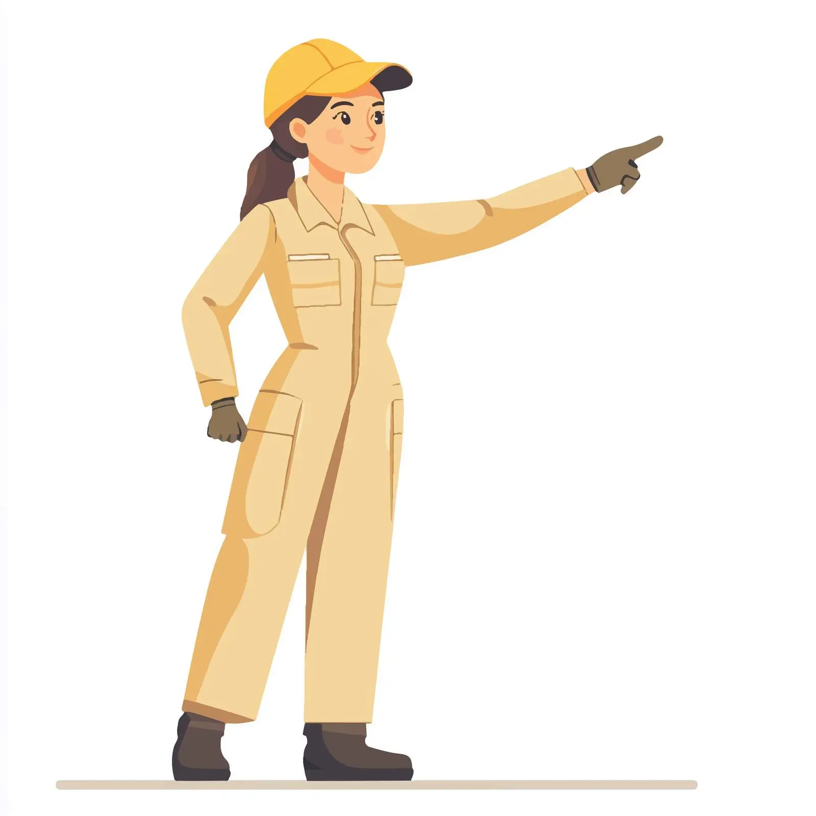 Young Female Car Technician in Uniform Pointing — free download from Dotvec