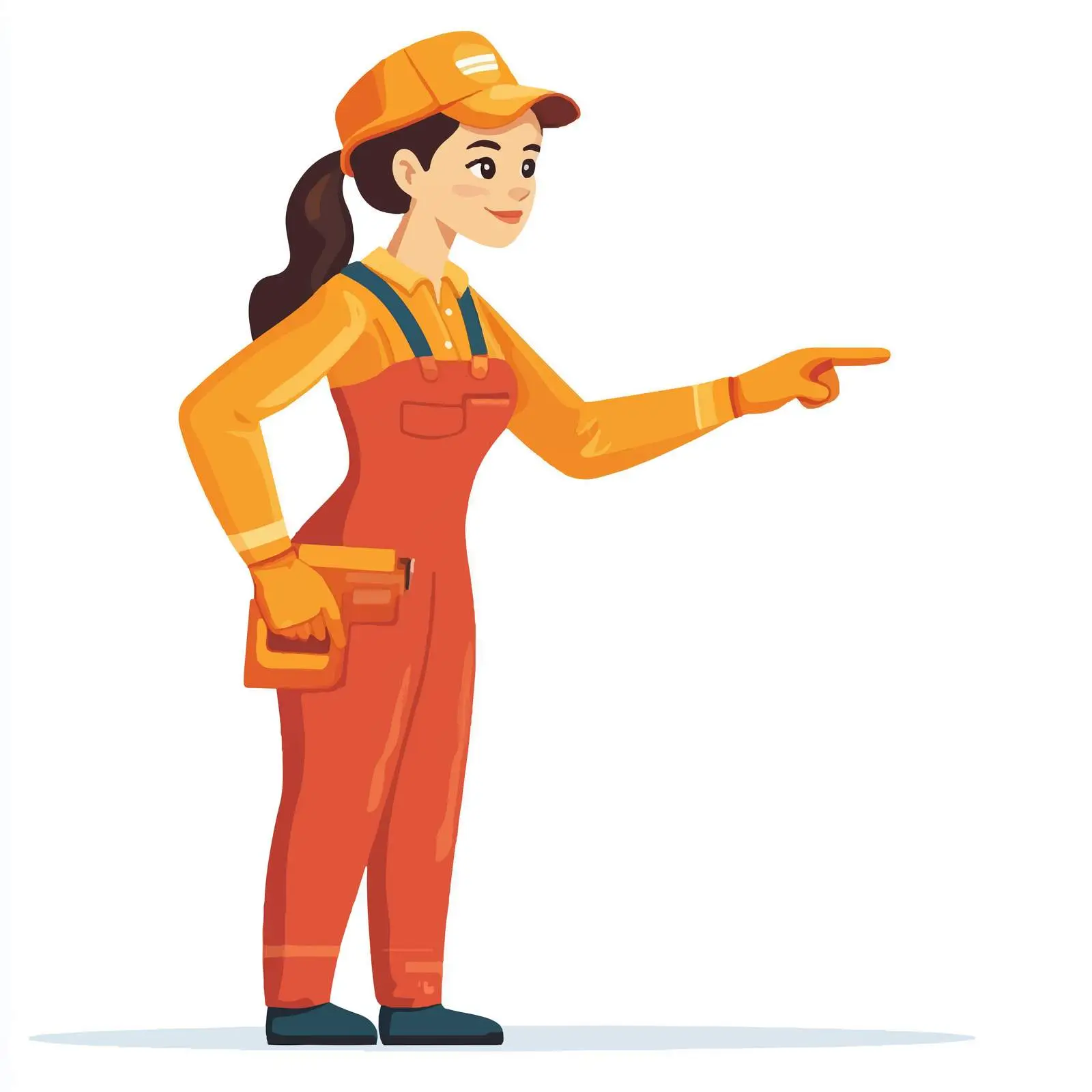 Female Car Technician in Uniform Pointing — free download from Dotvec