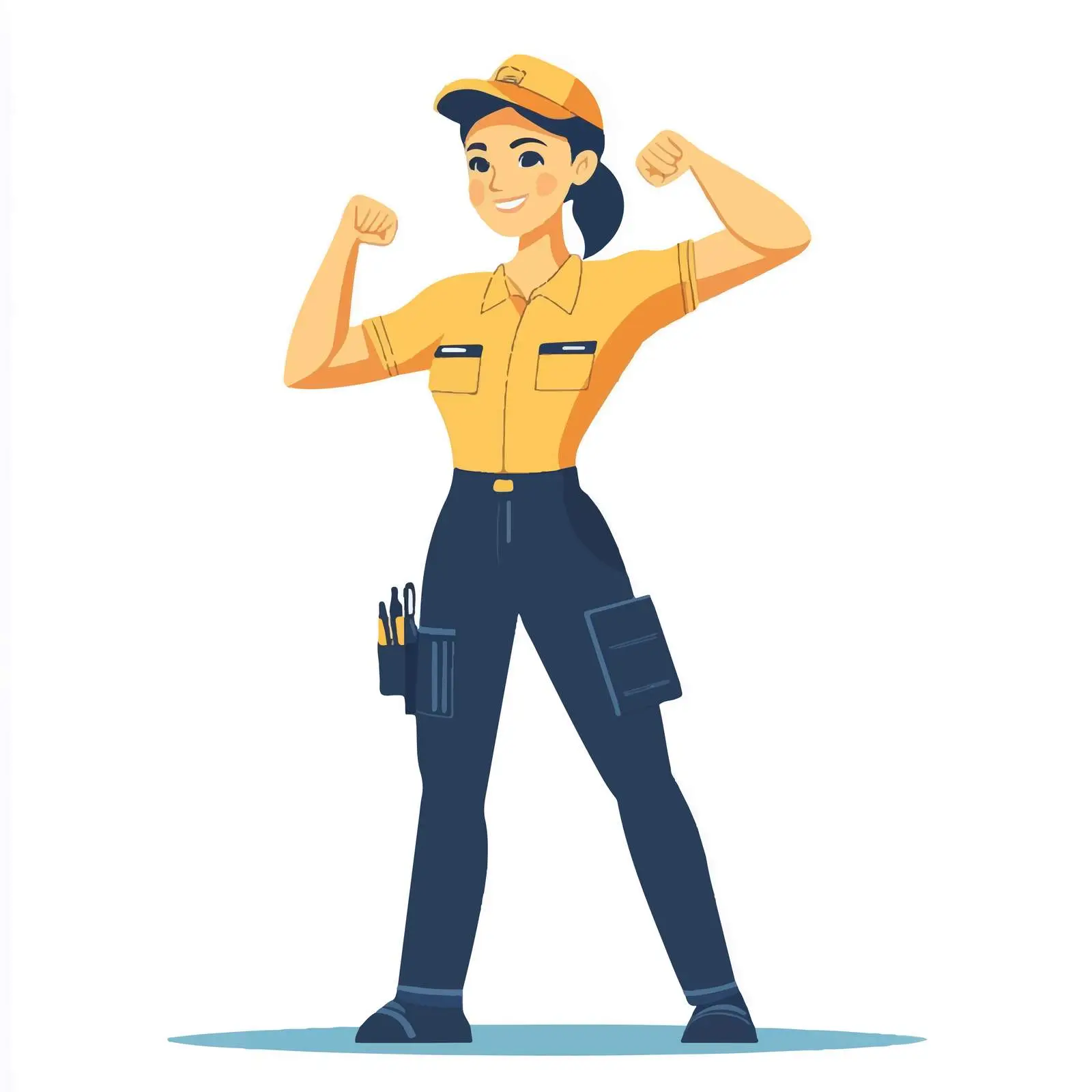 Female Car Technician in Uniform Flexing Muscles — free download from Dotvec