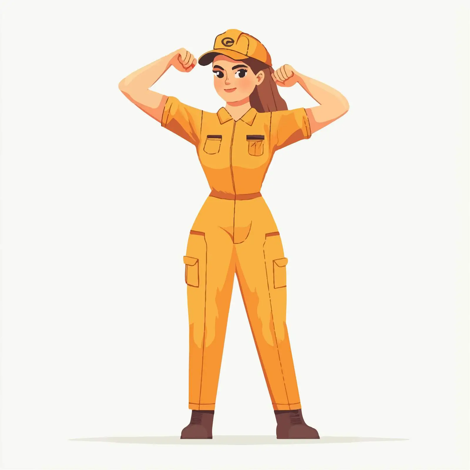 Female Car Technician Flexing in Uniform — free download from Dotvec