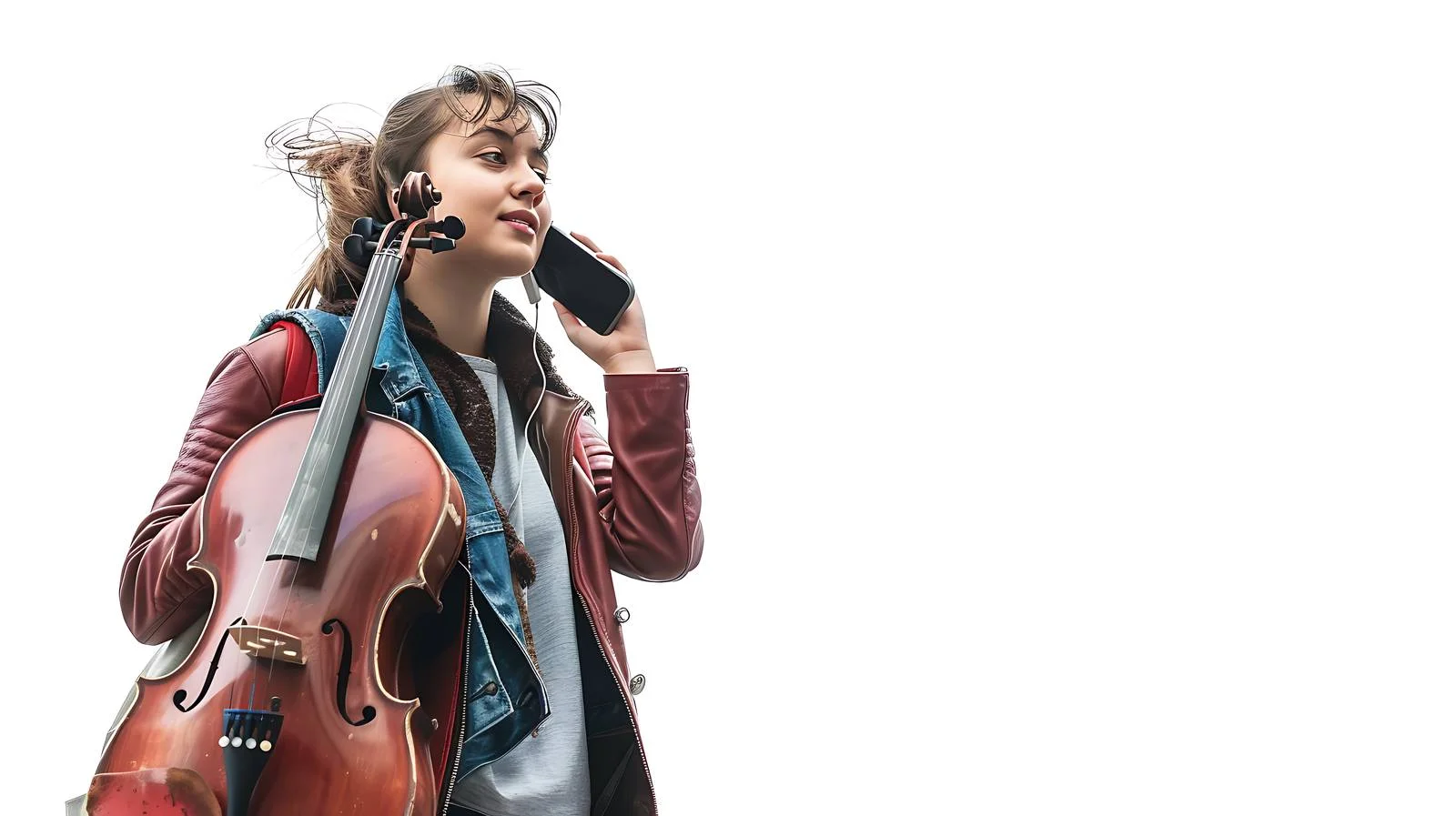 Professional Woman with Violin Case on Call — free download from Dotvec