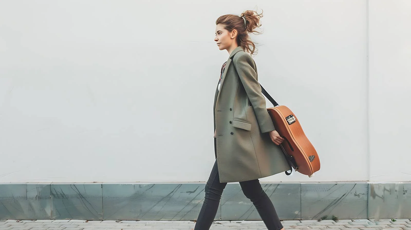 Woman with Violin Case Walking — free download from Dotvec
